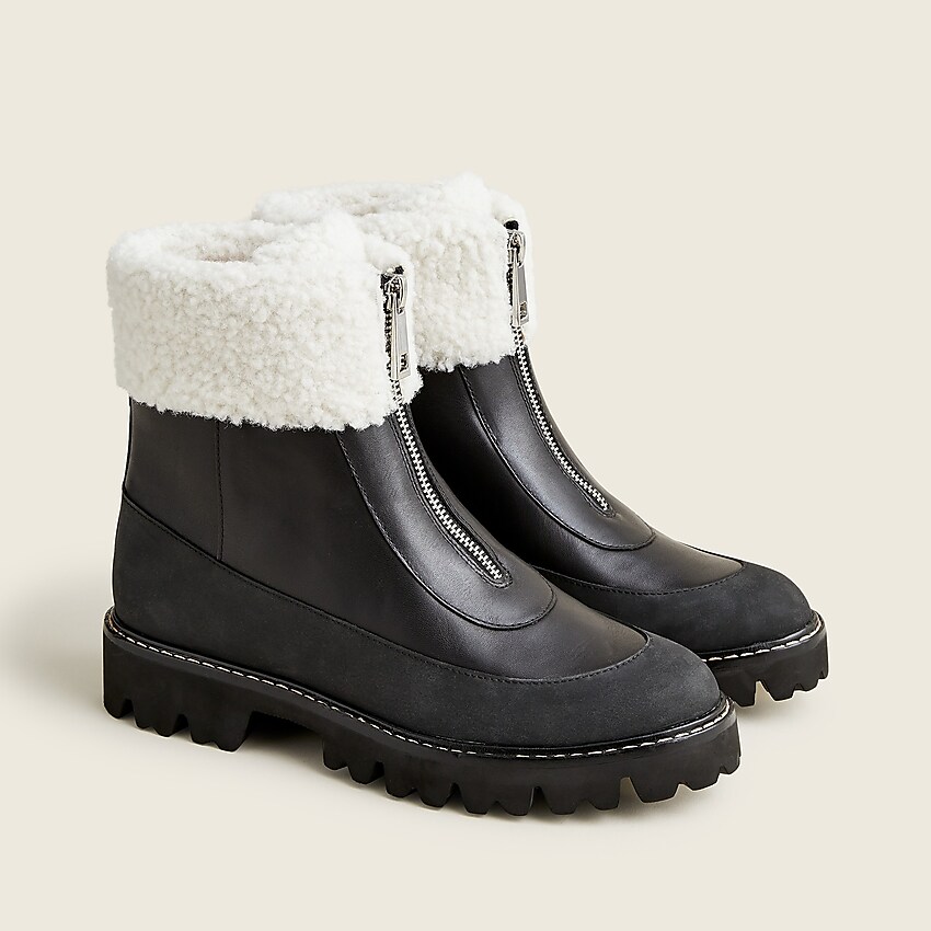 j.crew: gwen lug-sole front- zip boots for women, right side, view zoomed