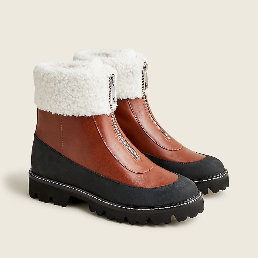 j.crew: gwen lug-sole front- zip boots for women, right side, view zoomed