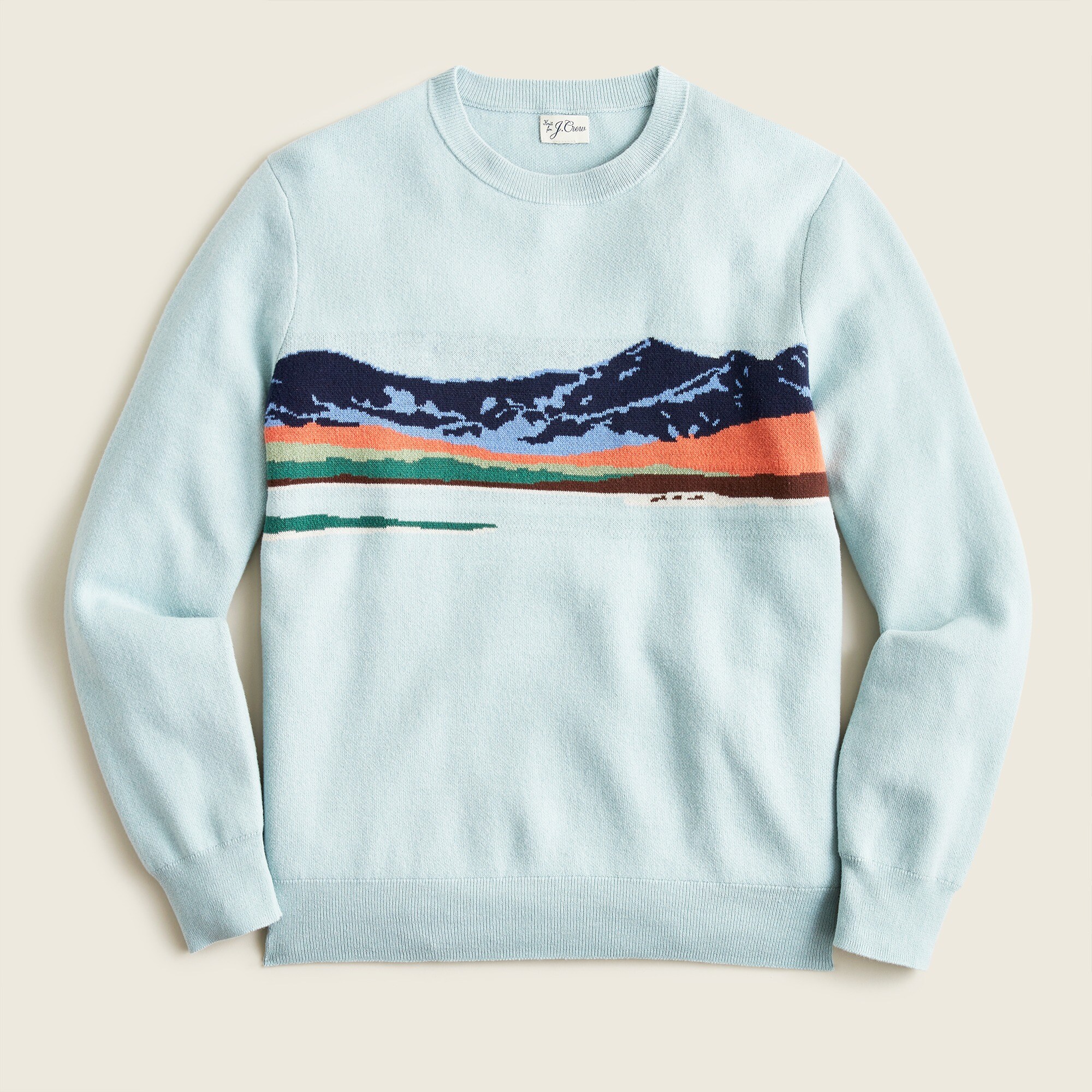 J.Crew: Organic Cotton Landscape Jacquard Sweater For Men