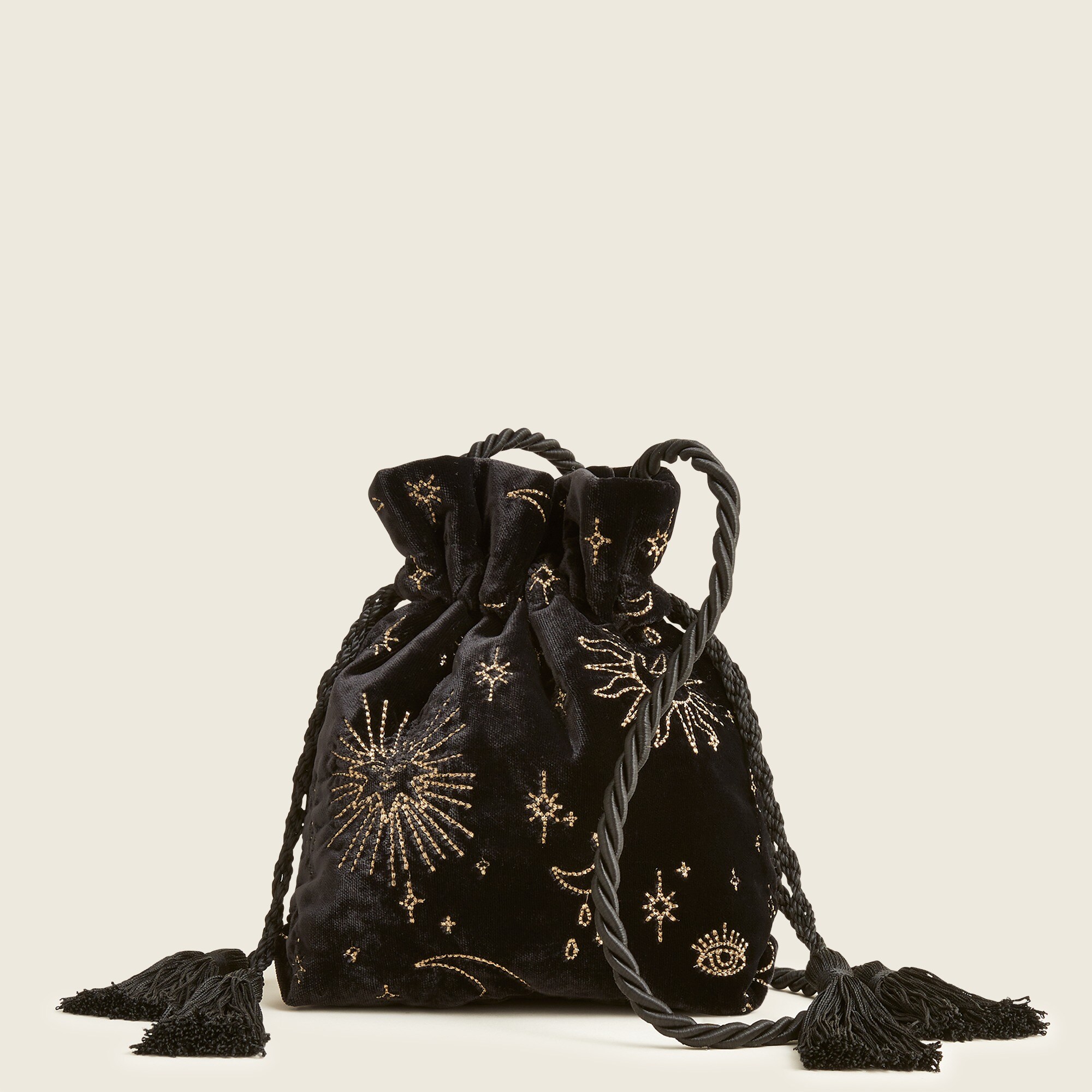 Black Celestial Velvet Embroidered Purse