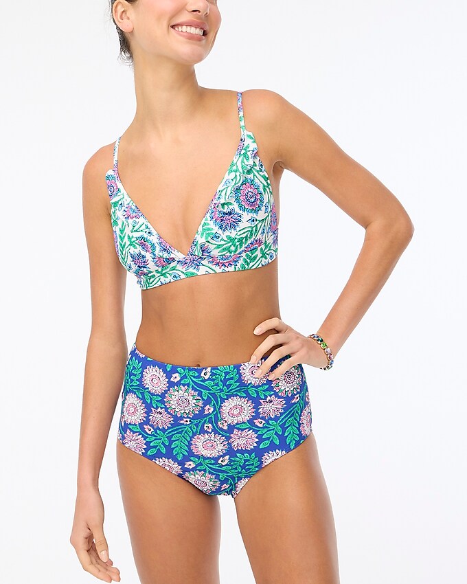 factory: printed high-waisted bikini bottom for women, right side, view zoomed