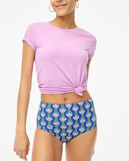  Printed high-waisted bikini bottom