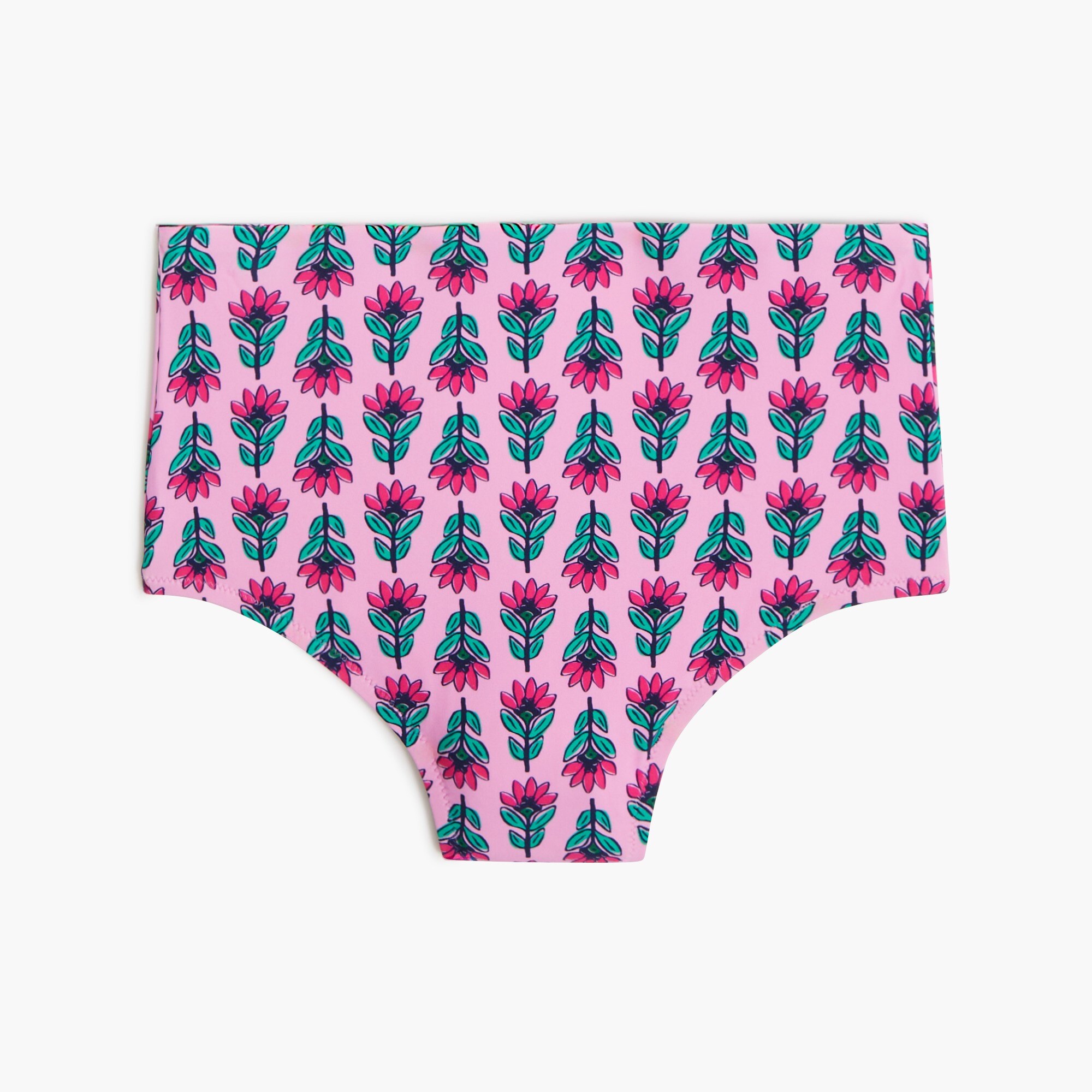 Printed high-waisted bikini bottom