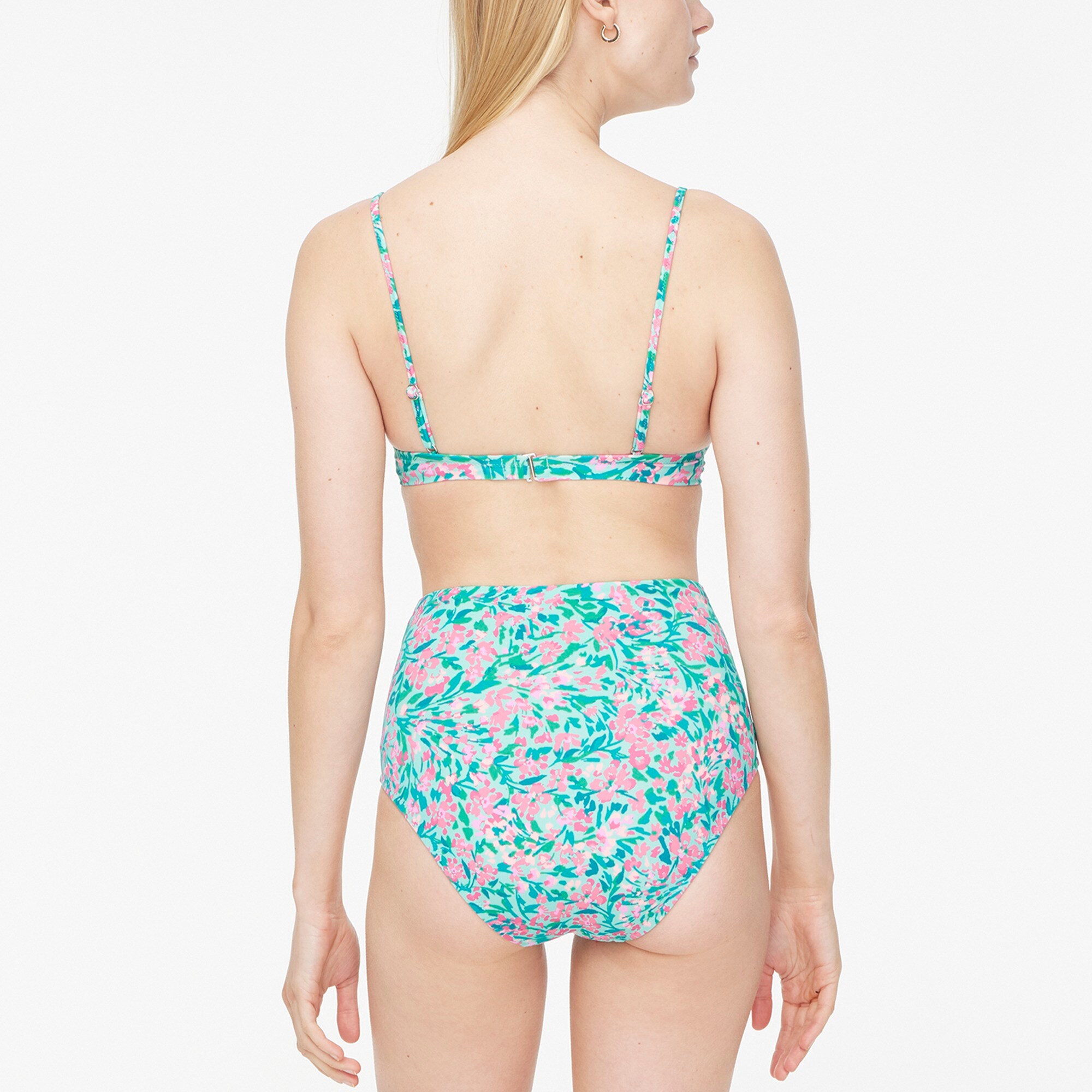 Printed high-waisted bikini bottom