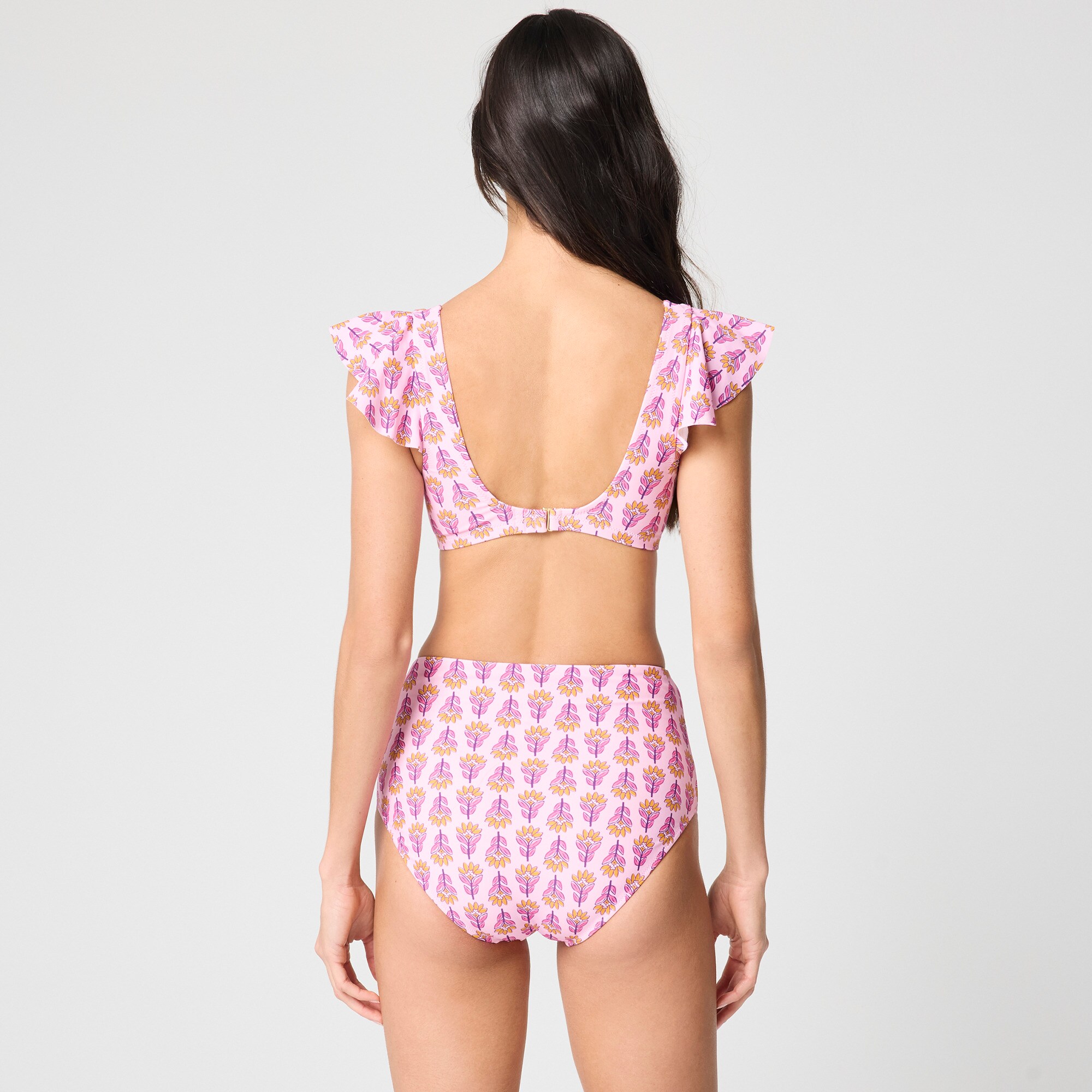 Printed high-waisted bikini bottom
