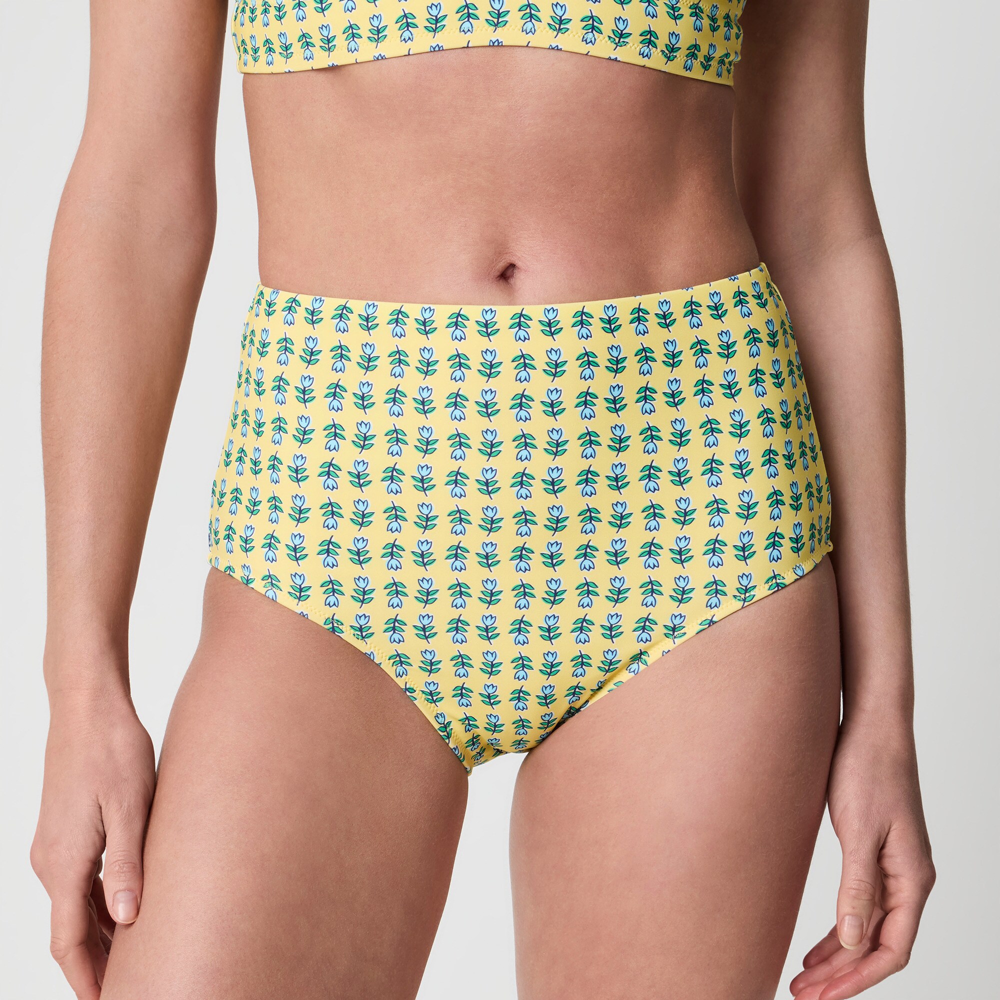 Printed high-waisted bikini bottom