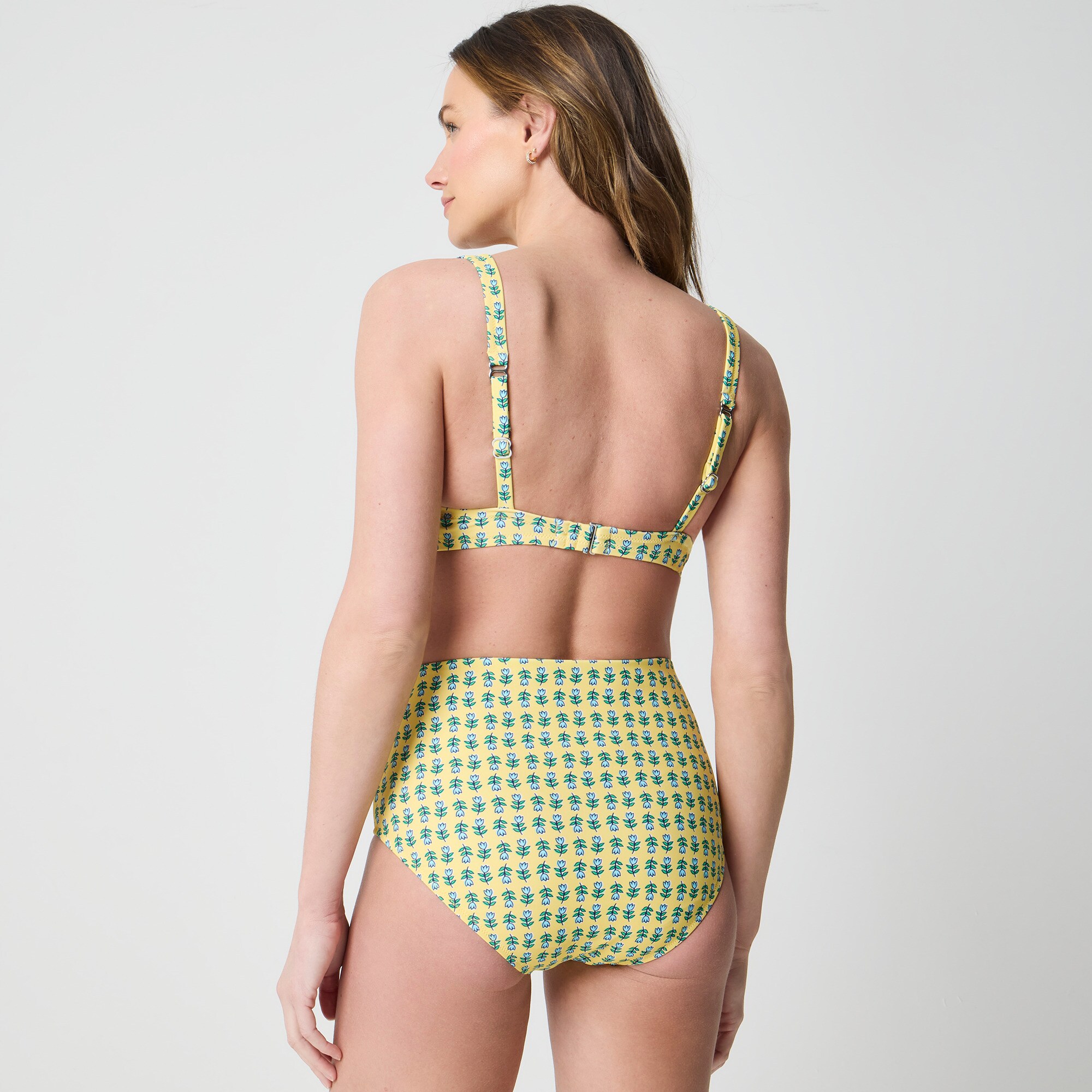 Printed high-waisted bikini bottom
