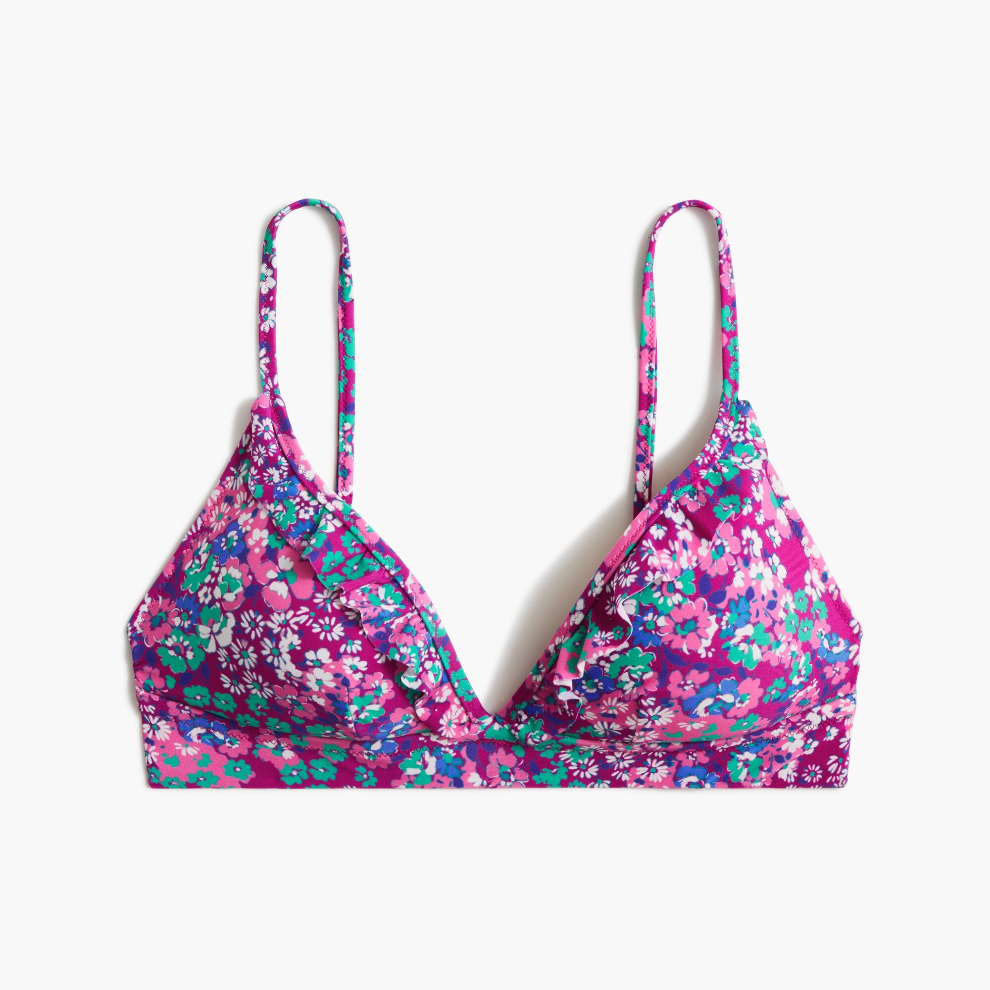 Printed french bikini top with ruffles