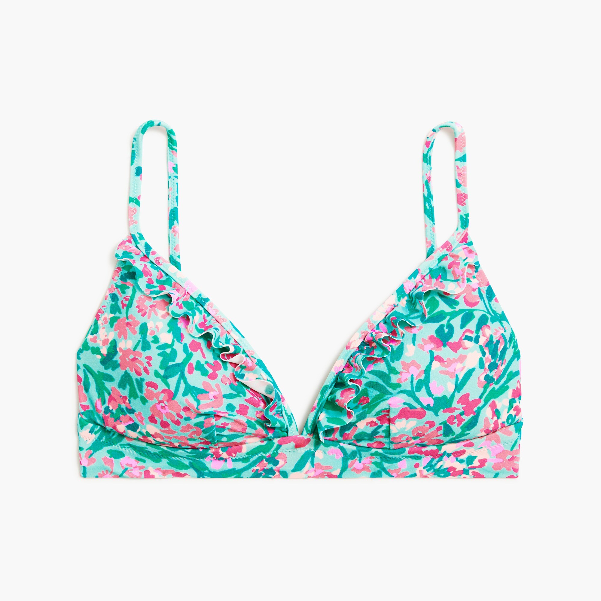 Printed french bikini top with ruffles