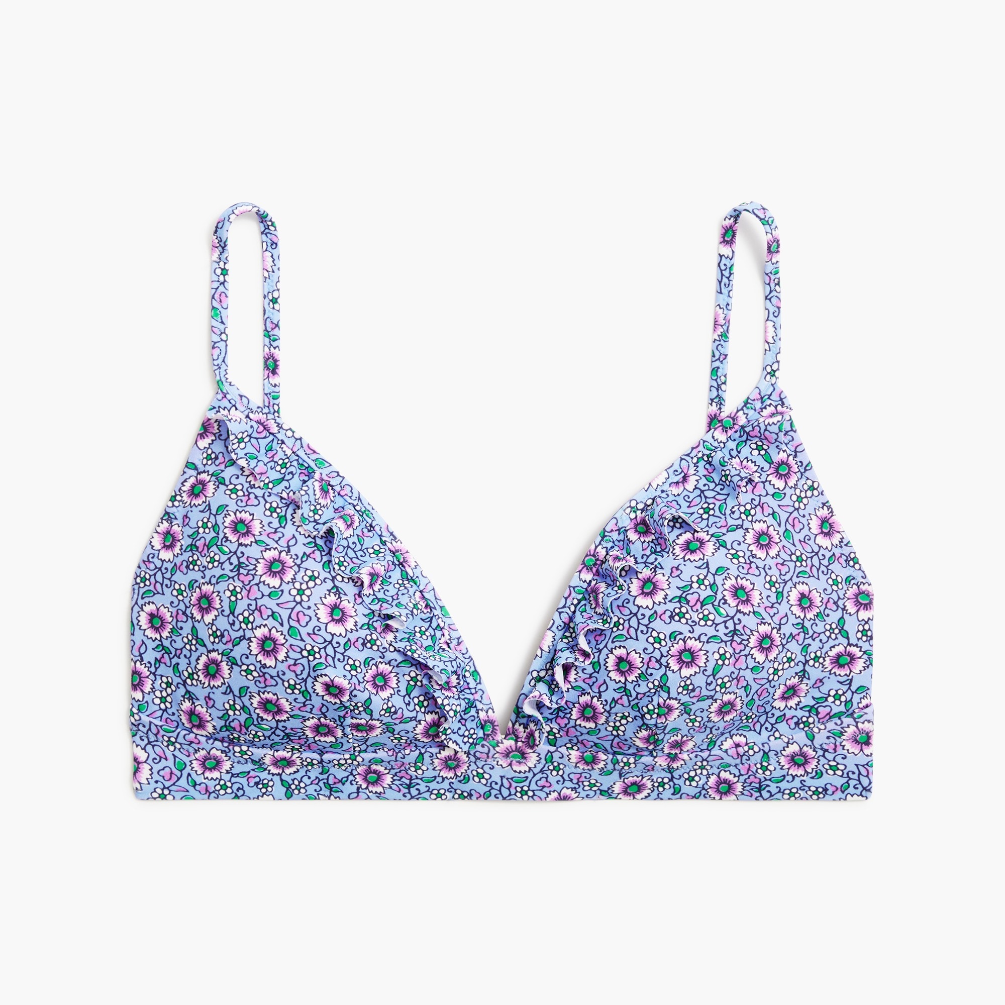 Printed french bikini top with ruffles