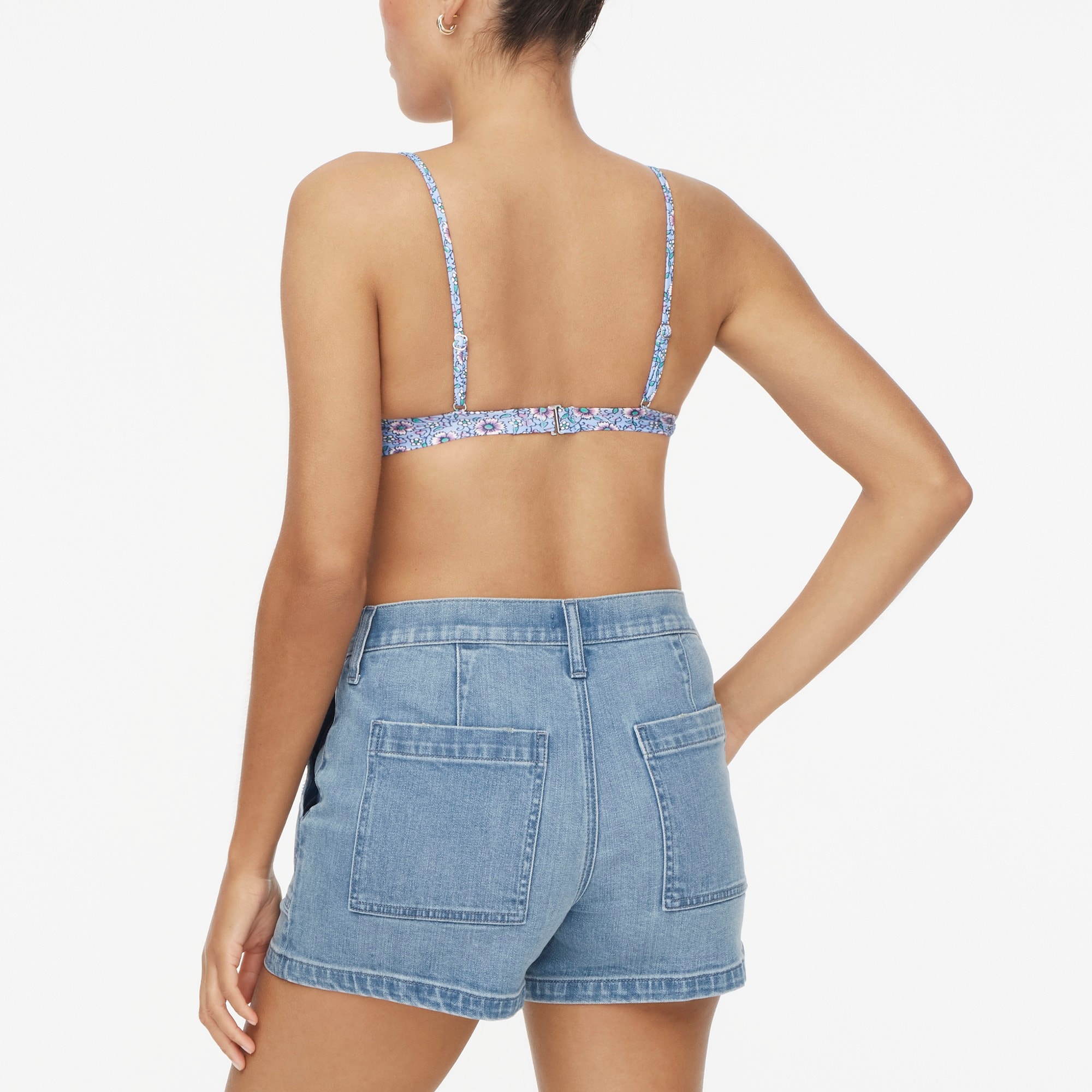 Printed french bikini top with ruffles