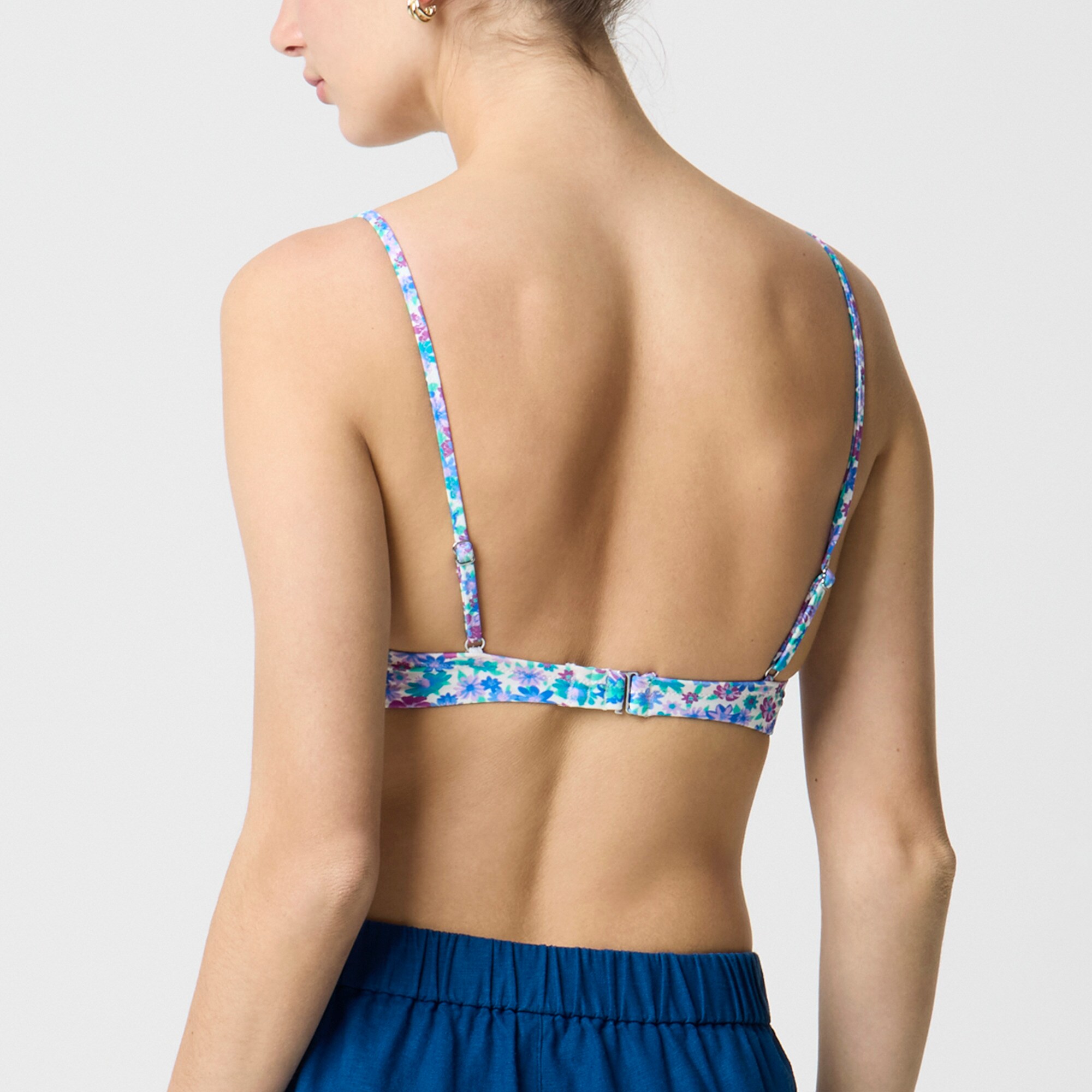 Printed french bikini top with ruffles