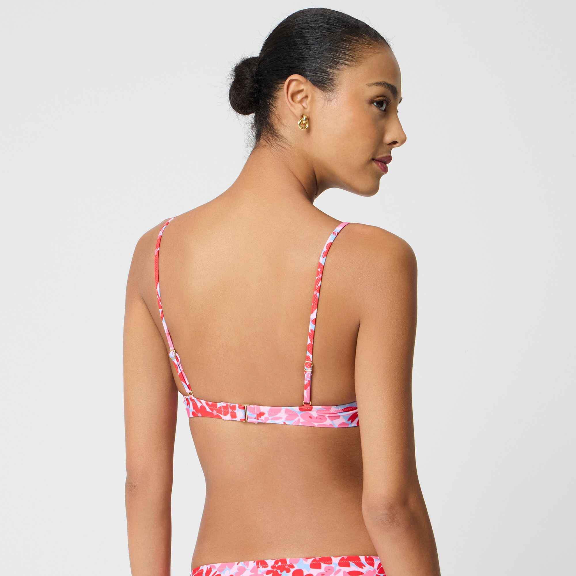 Printed french bikini top with ruffles