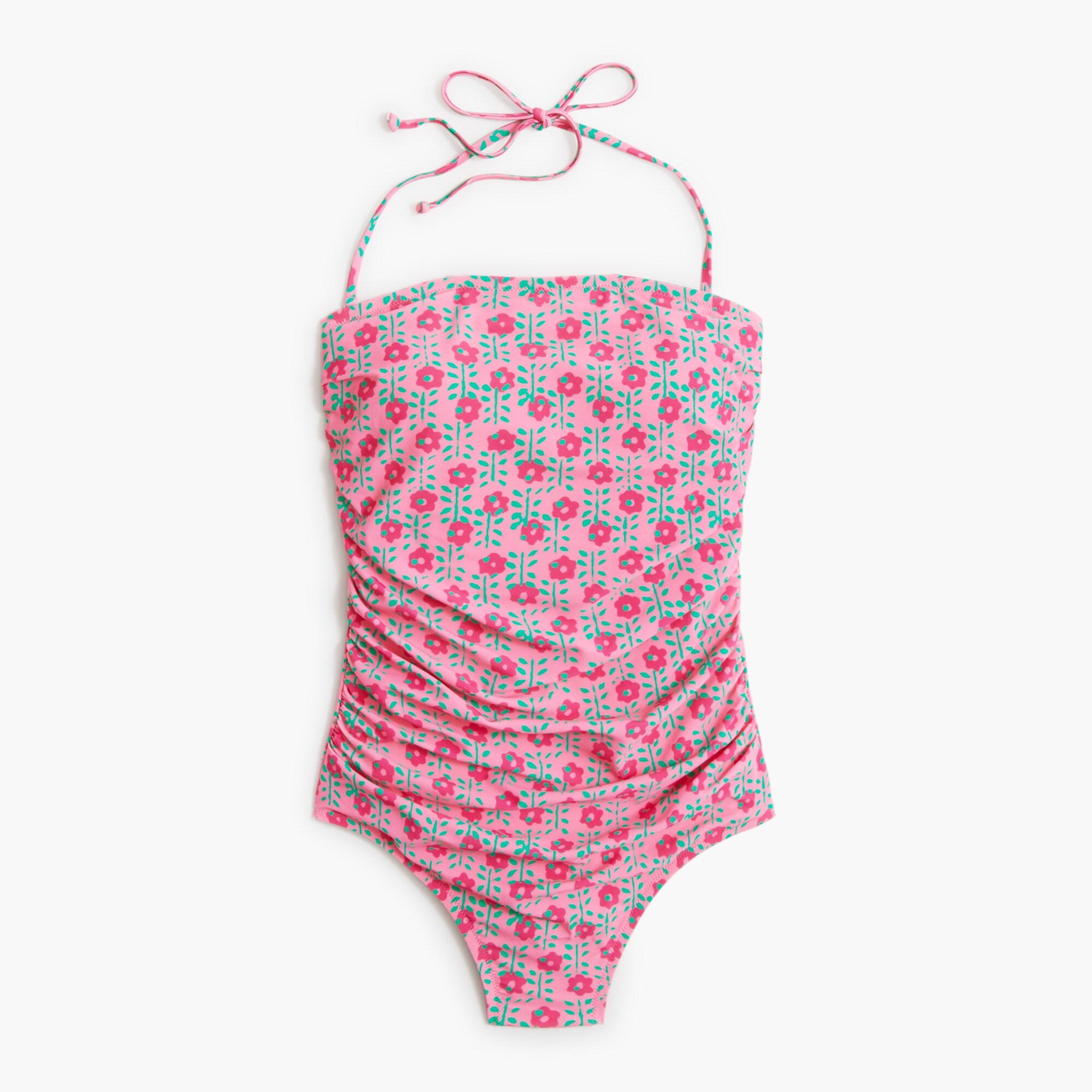 Printed strapless one-piece swimsuit