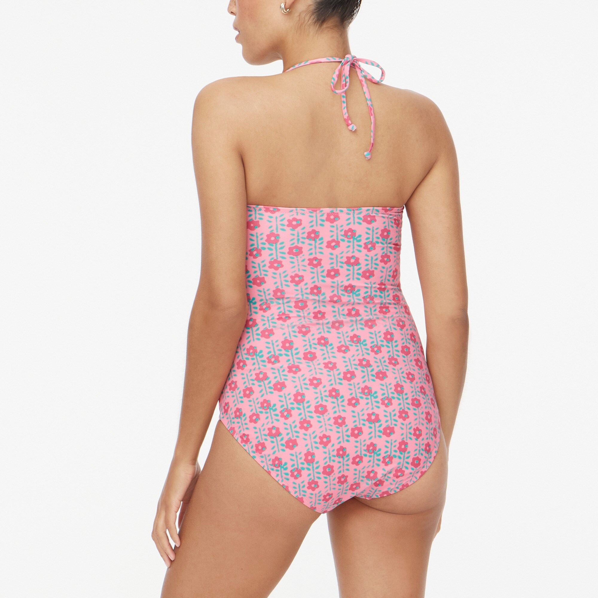 Printed strapless one-piece swimsuit