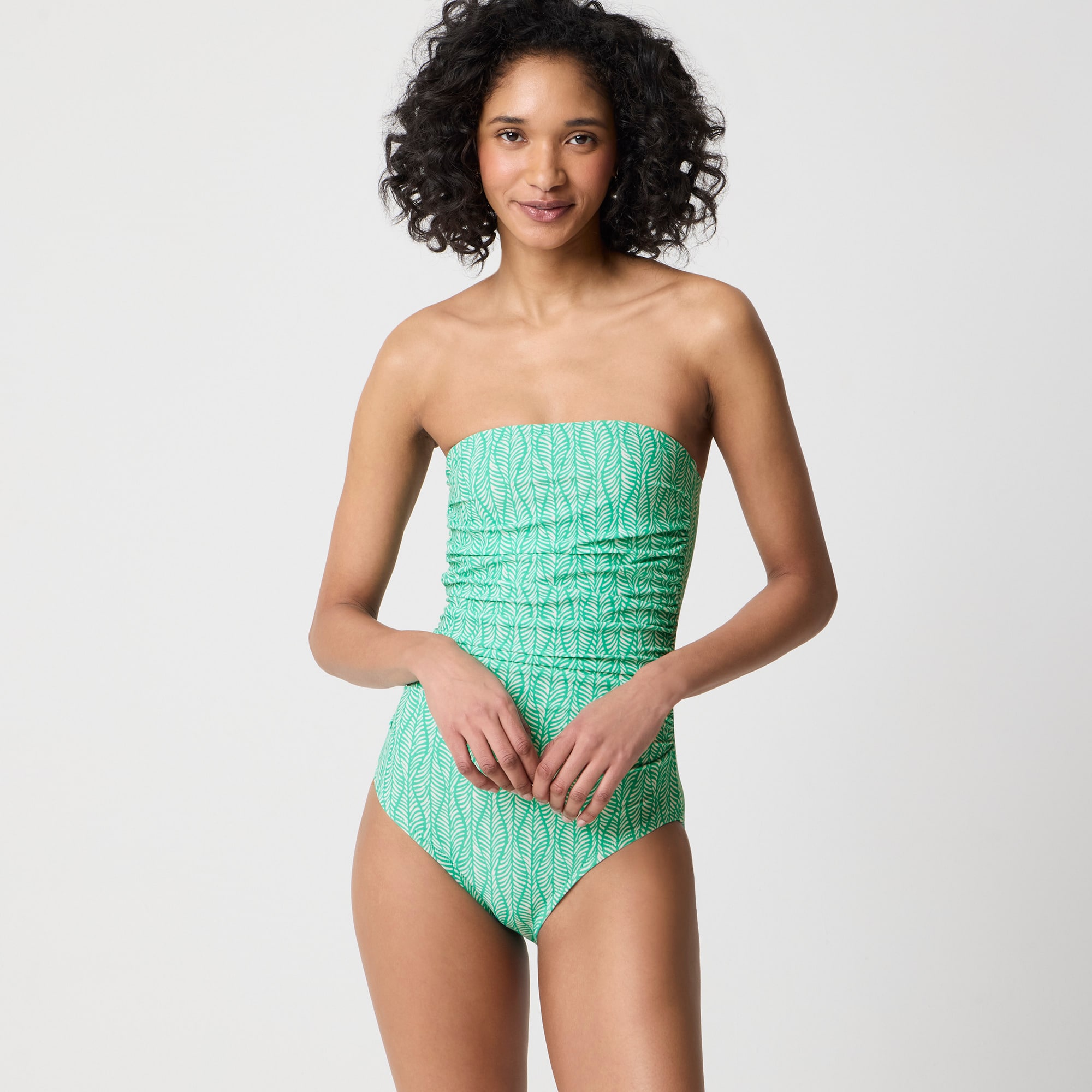 womens Floral strapless one-piece swimsuit