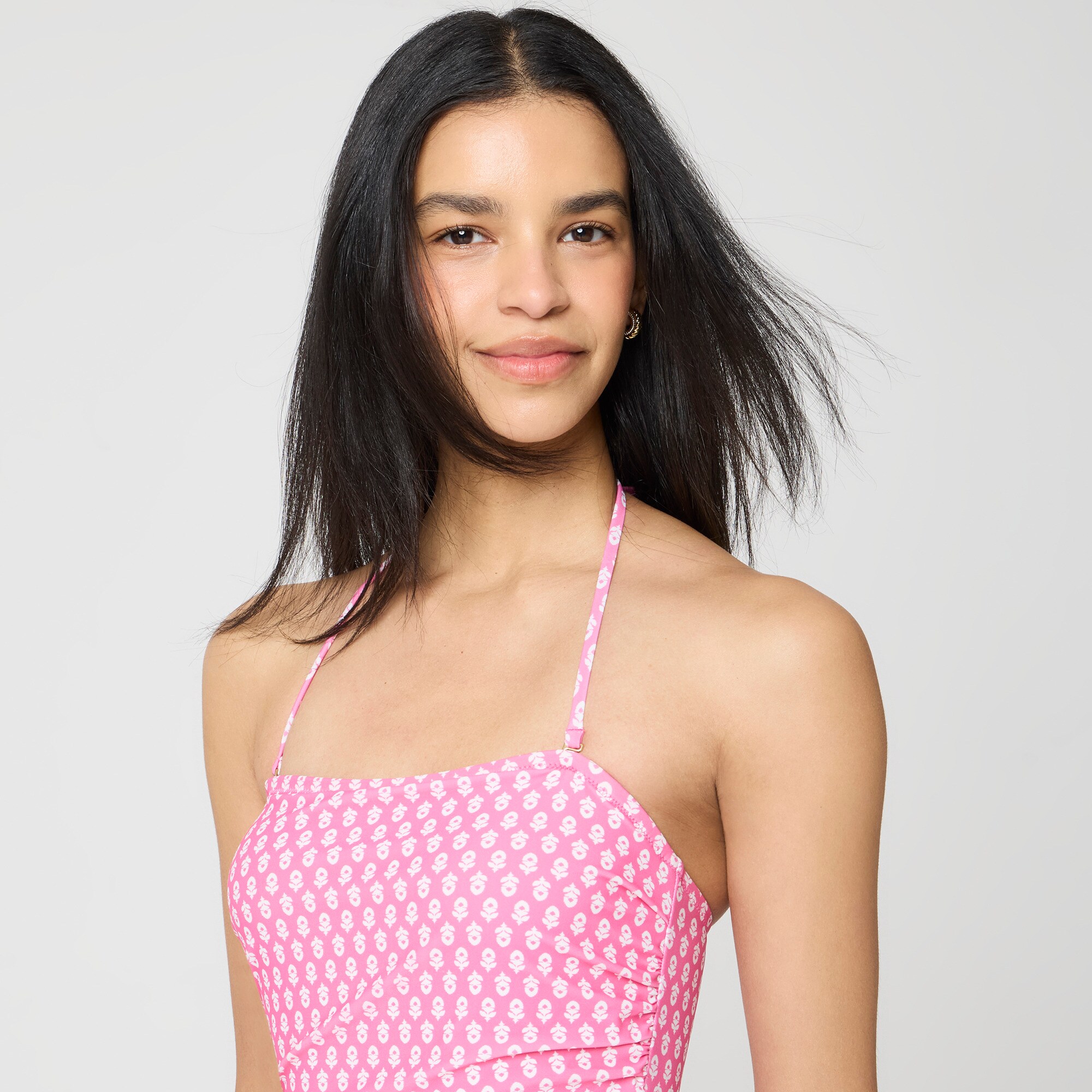 Printed strapless one-piece swimsuit
