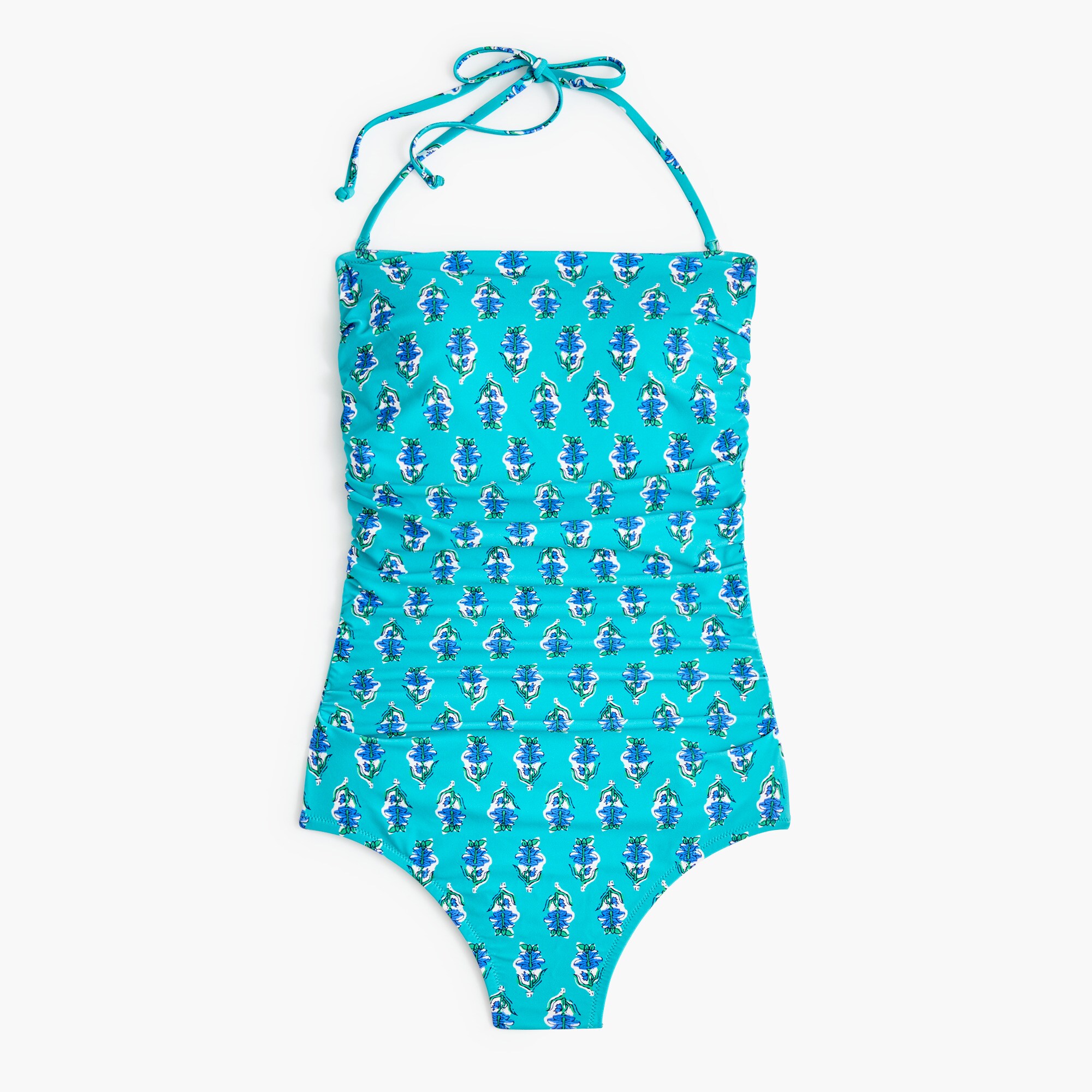 Printed strapless one-piece swimsuit