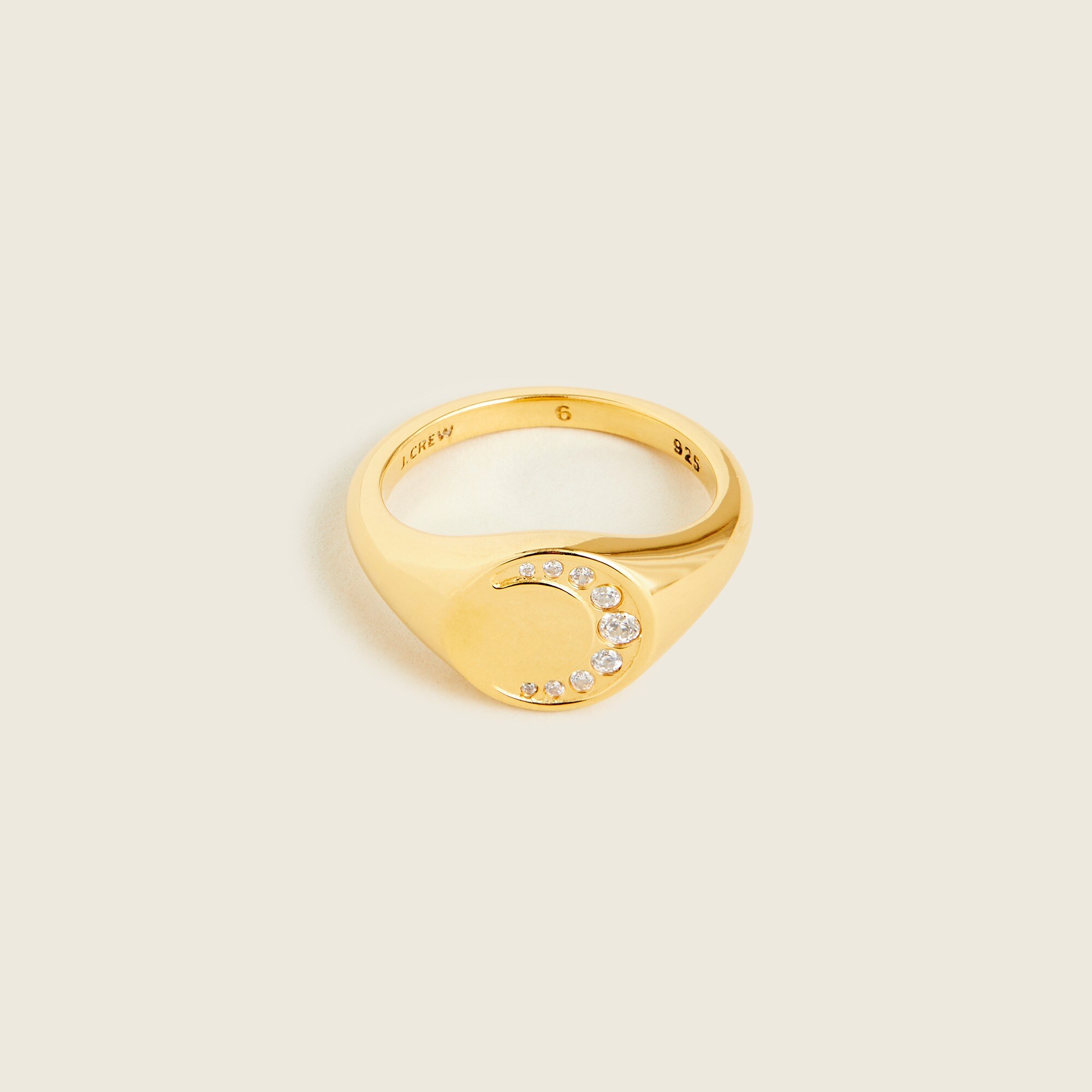 J.Crew Demi fine 14k Gold plated Crescent Moon Signet Ring For Women