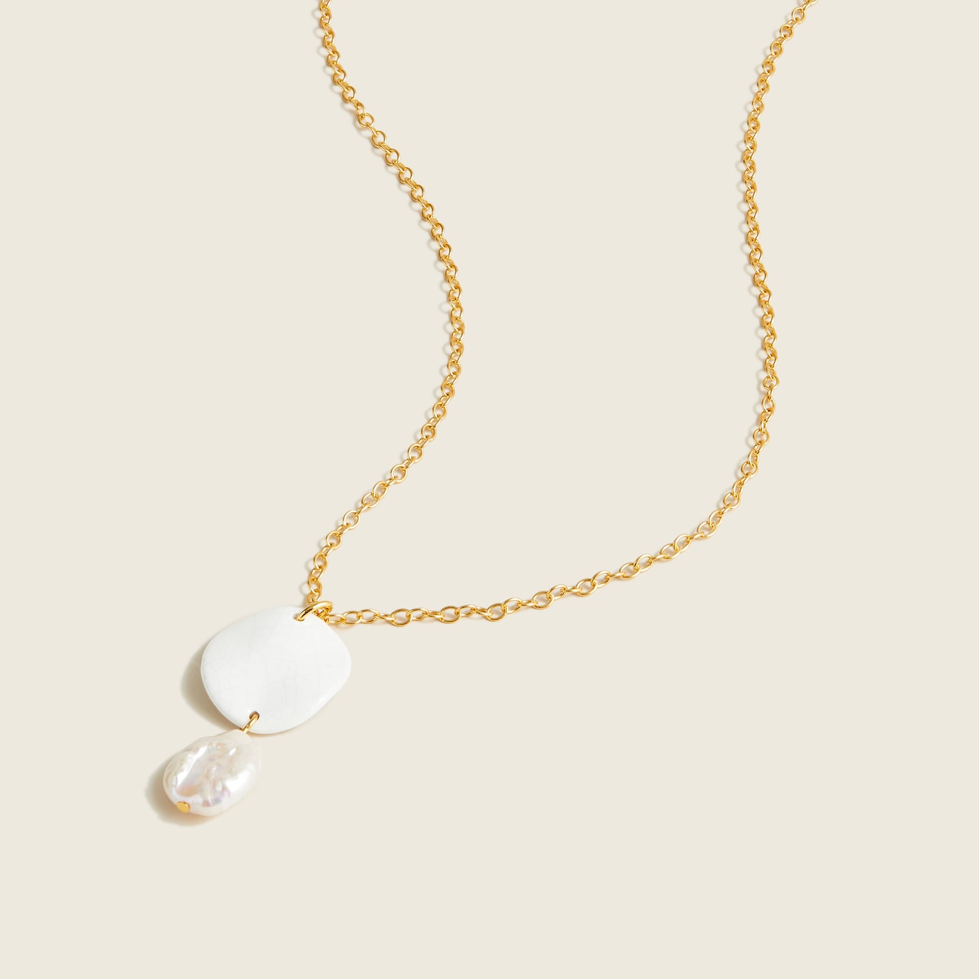 Freshwater Pearl Disk Pendant Necklace For Women | J.Crew
