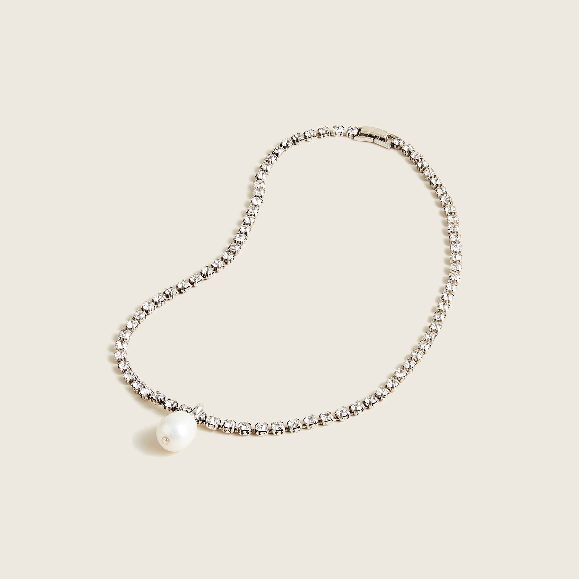 Tennis necklace with freshwater pearl charm