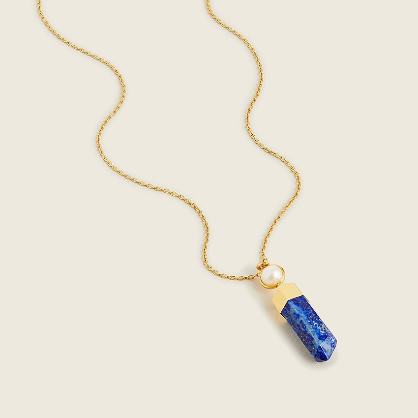 j.crew: healing crystal necklace for women, right side, view zoomed
