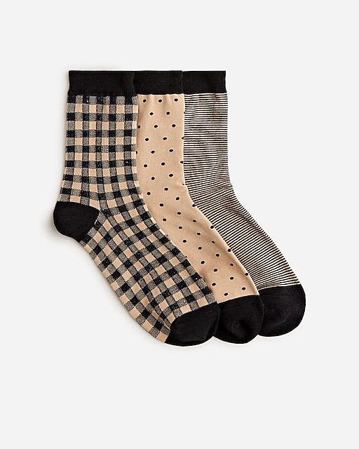 womens Tartan bootie socks three-pack