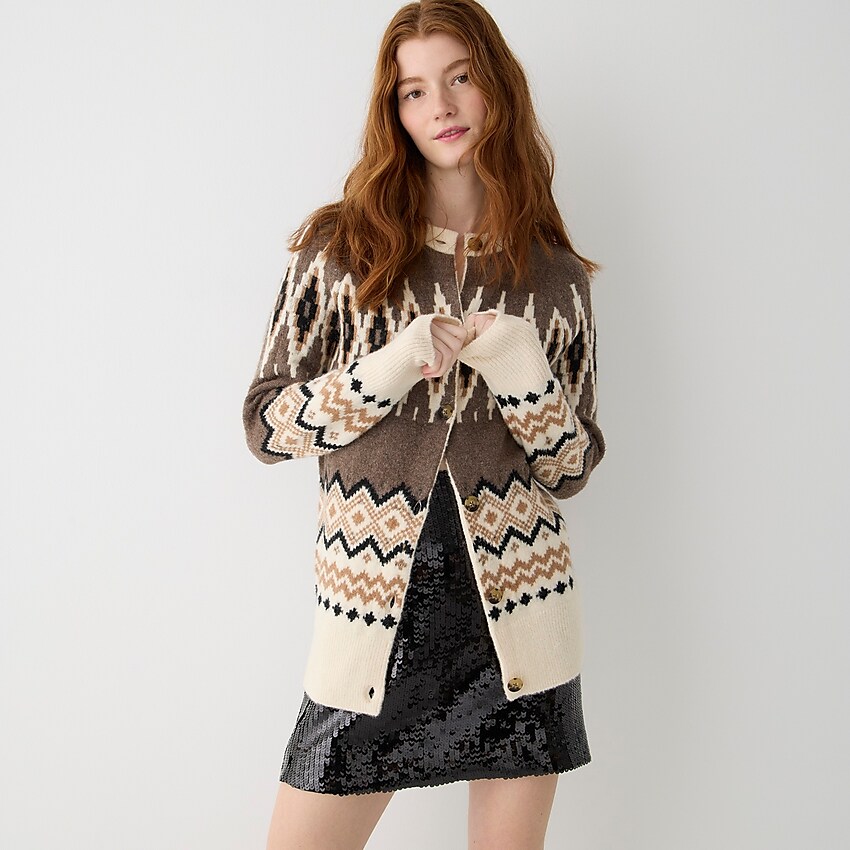 j.crew: fair isle cardigan for women, right side, view zoomed