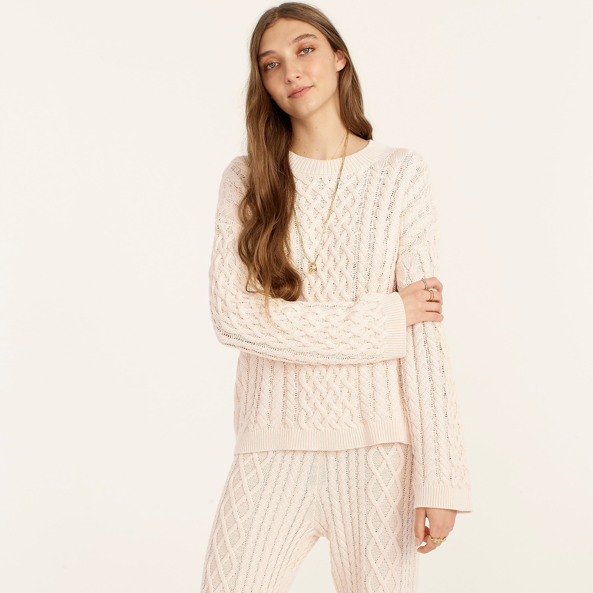 Cotton-cashmere cable-knit pullover