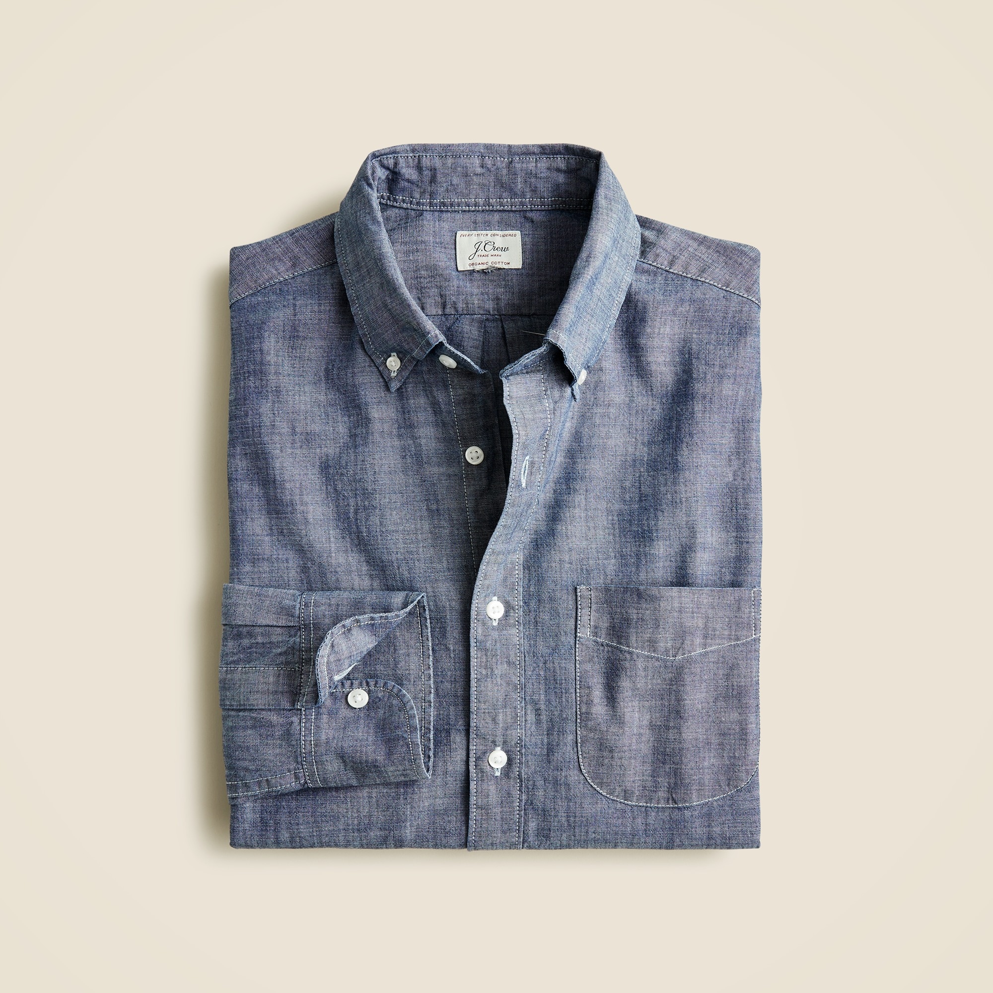 Organic Cotton Chambray Shirt In One-year Wash For Men | J.Crew