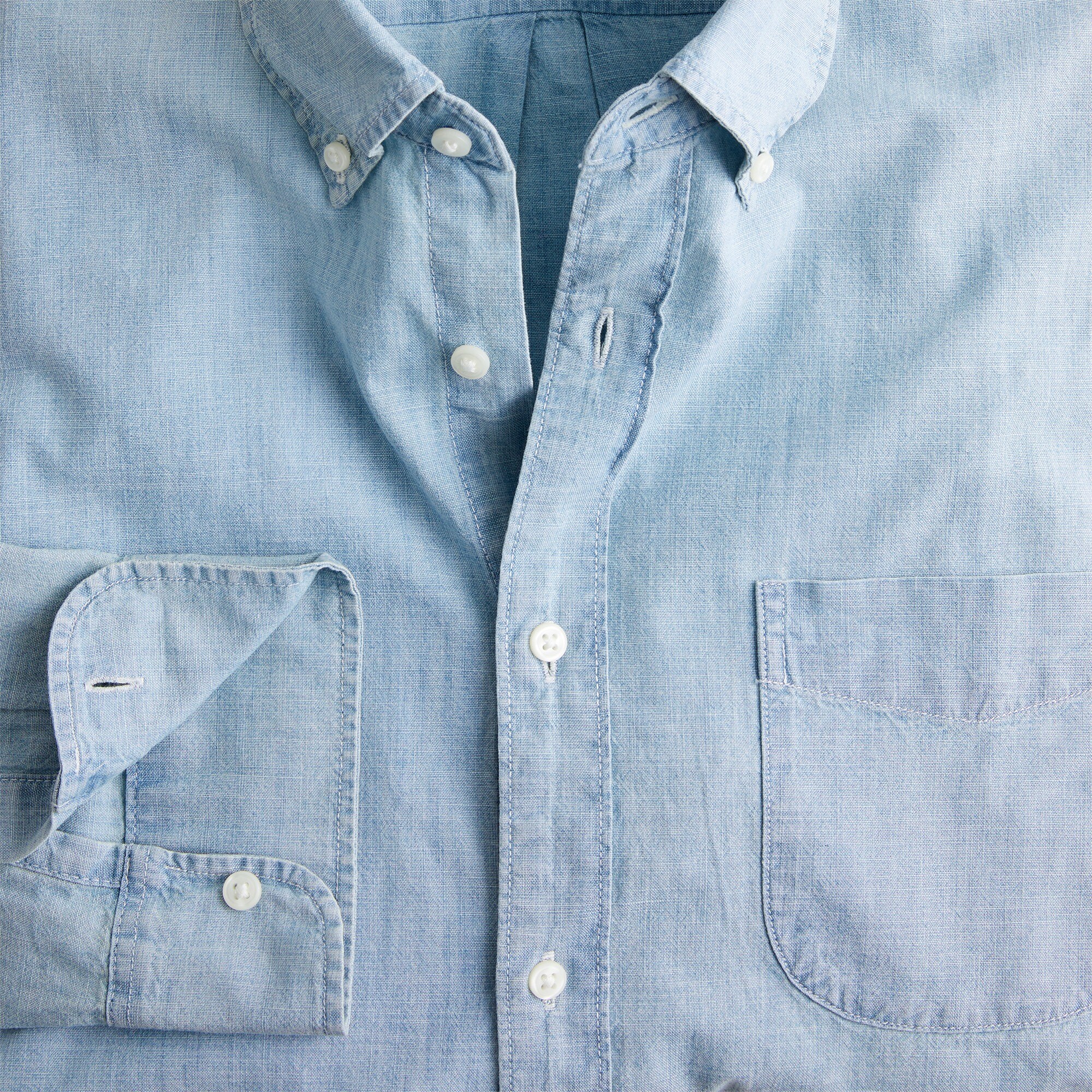 J.Crew: Organic Cotton Chambray Shirt In Five-year Wash For Men