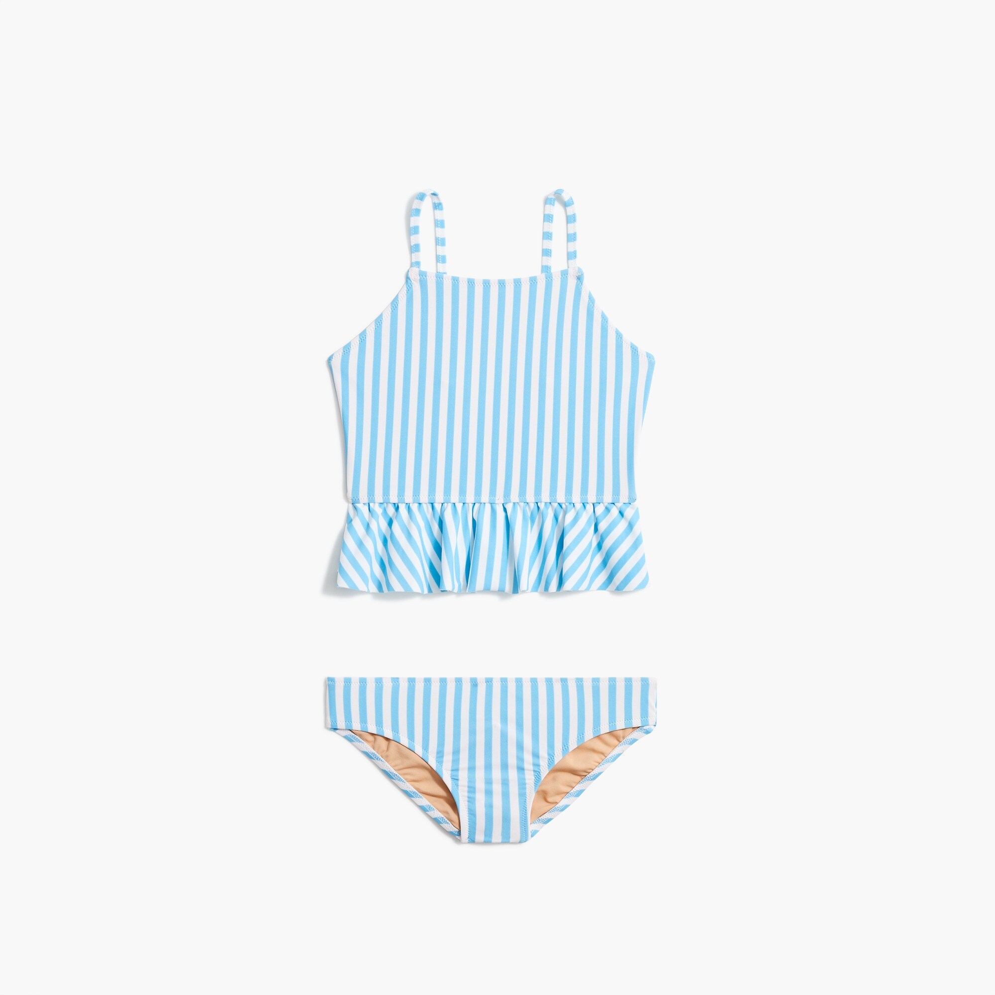 Girls' striped ruffle tankini set