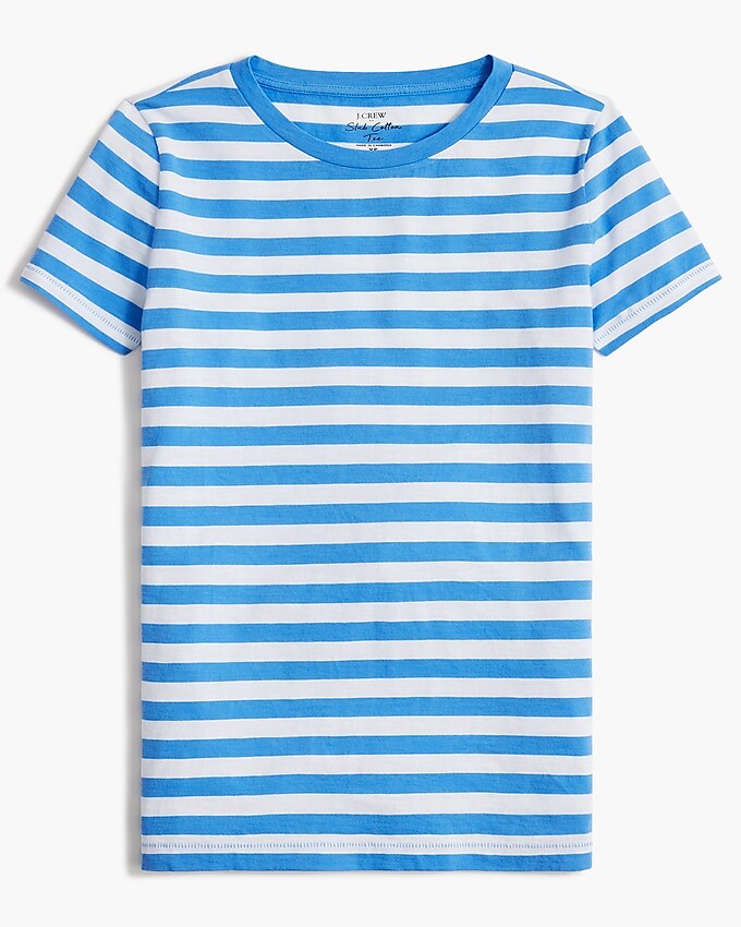 factory: striped vintage slub cotton crewneck tee for women, right side, view zoomed