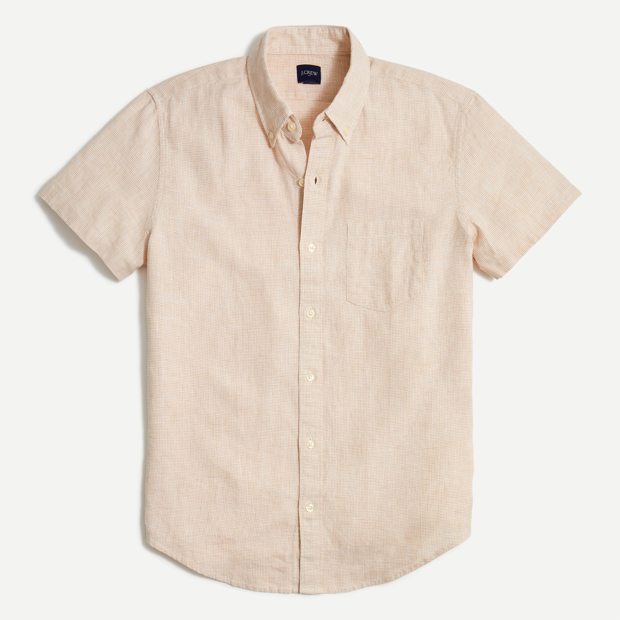 Slim short-sleeve linen-blend shirt