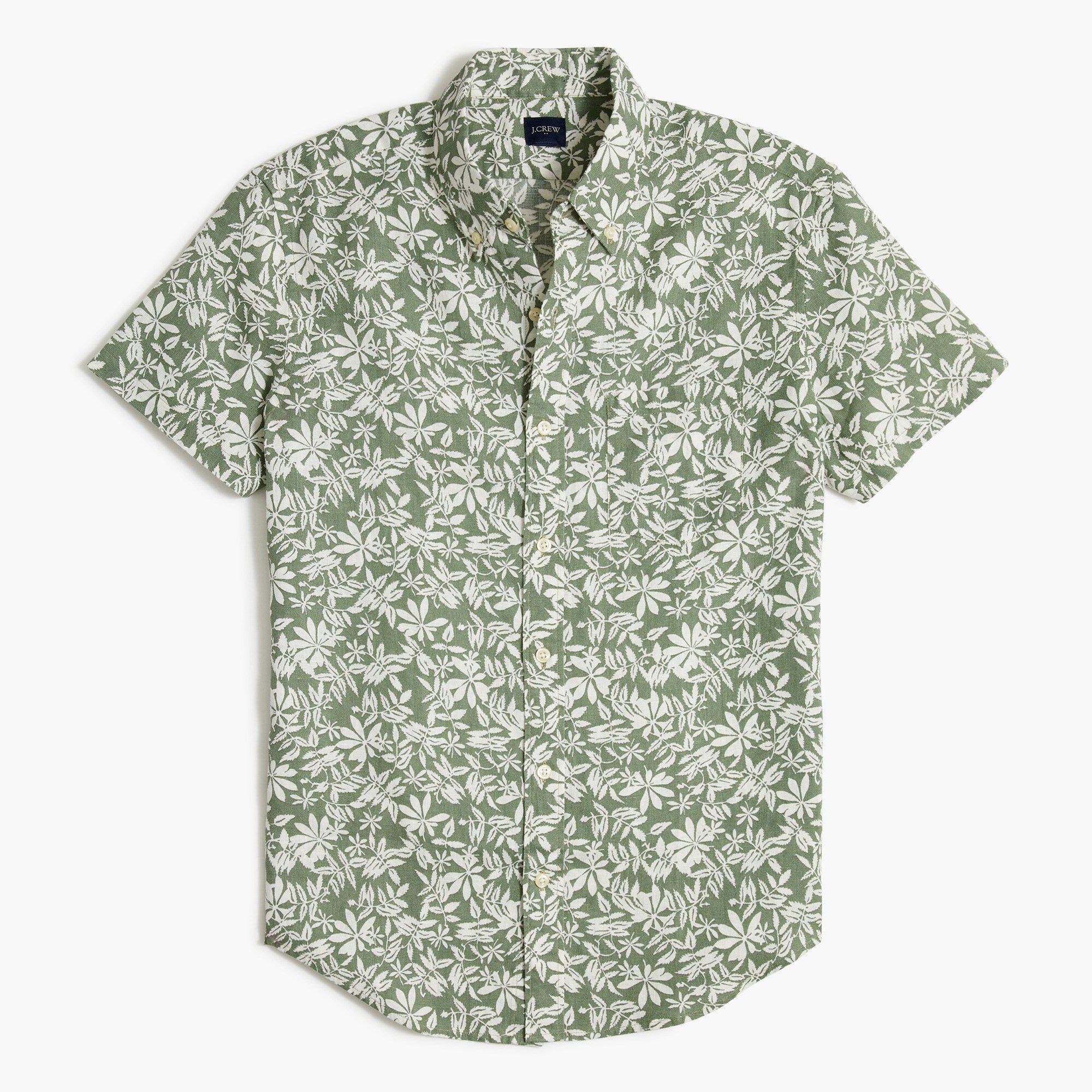 short-sleeve linen-blend printed shirt for men