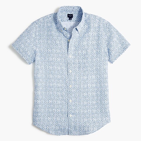  Slim short-sleeve linen-cotton shirt