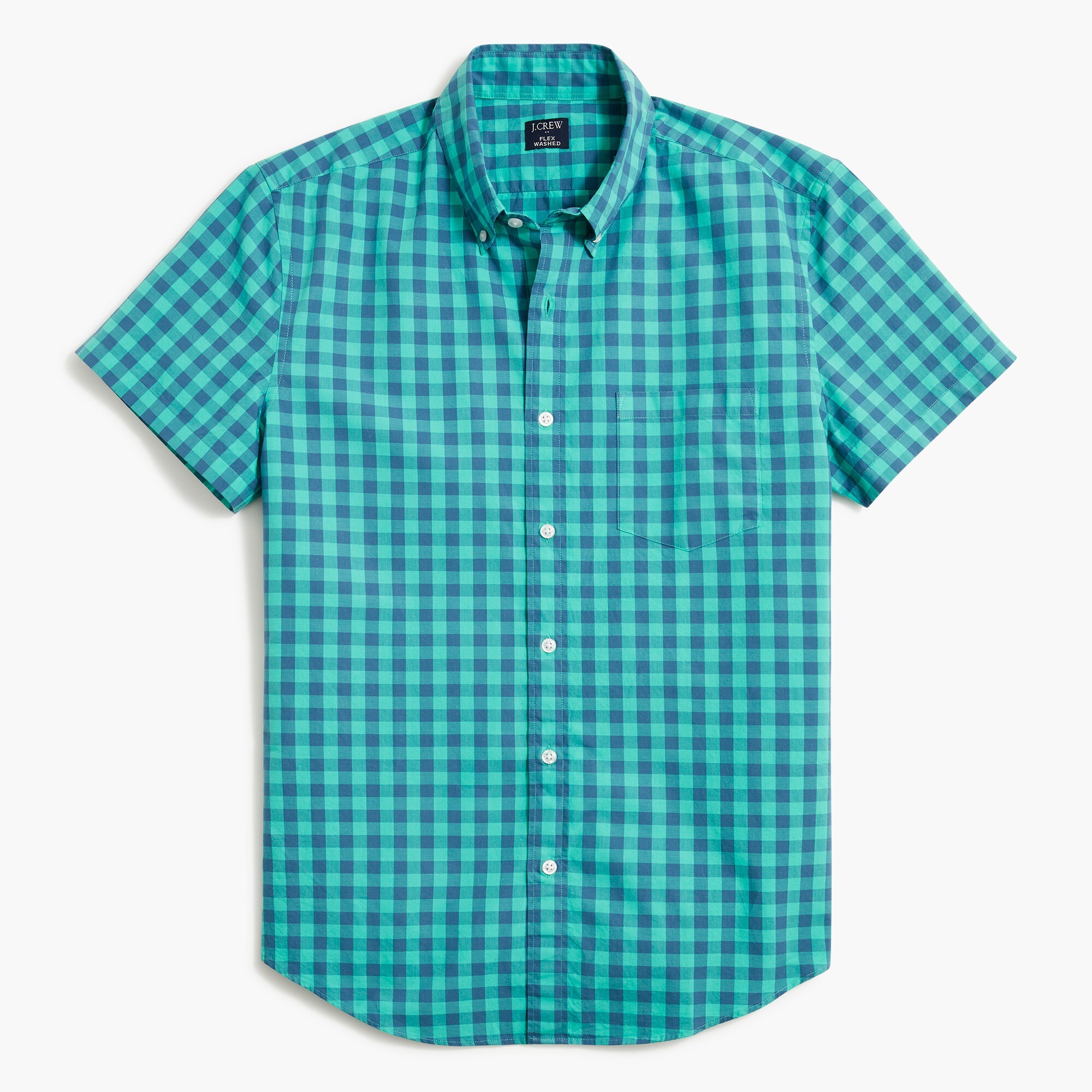slim short-sleeve flex casual shirt for men