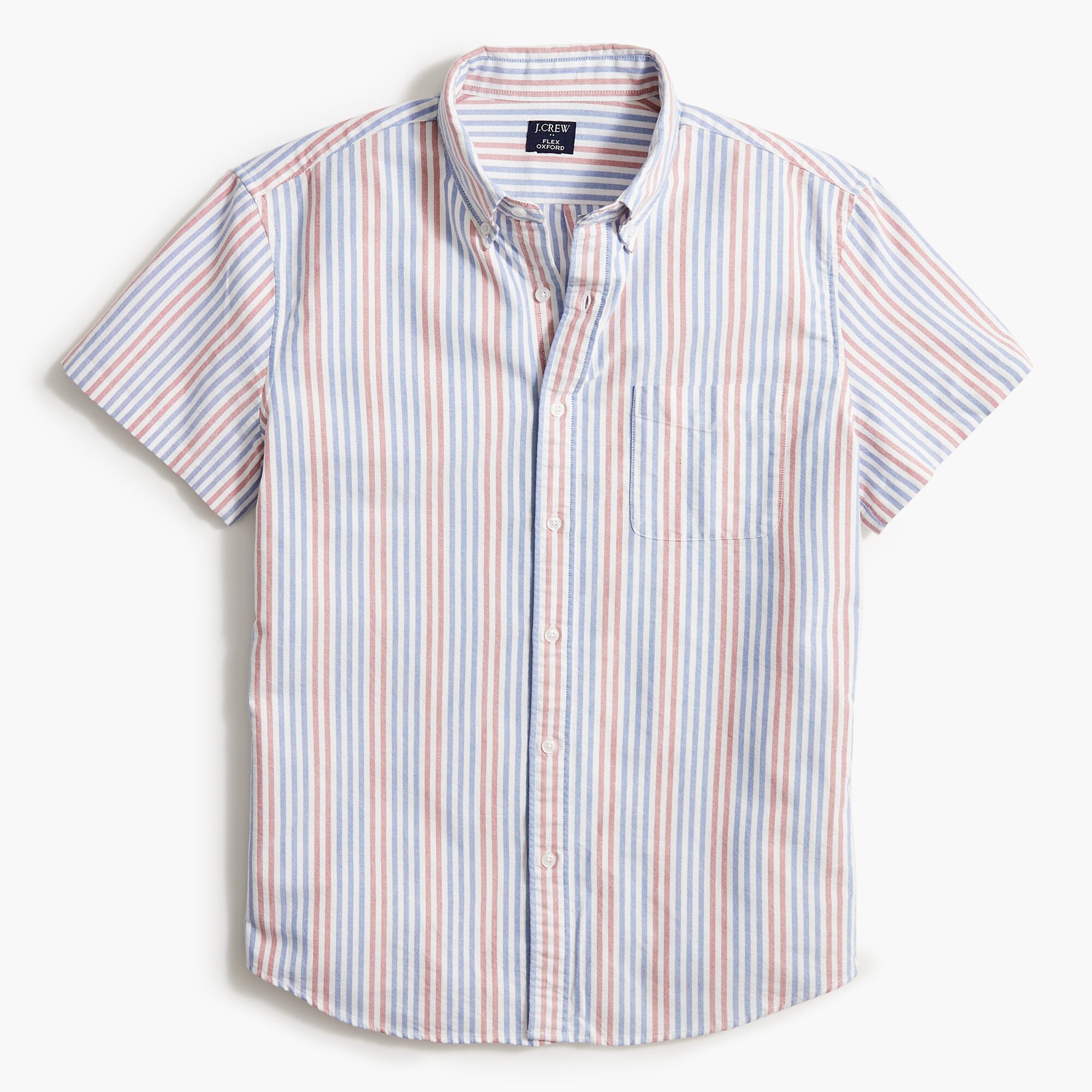 Slim short-sleeve striped oxford shirt