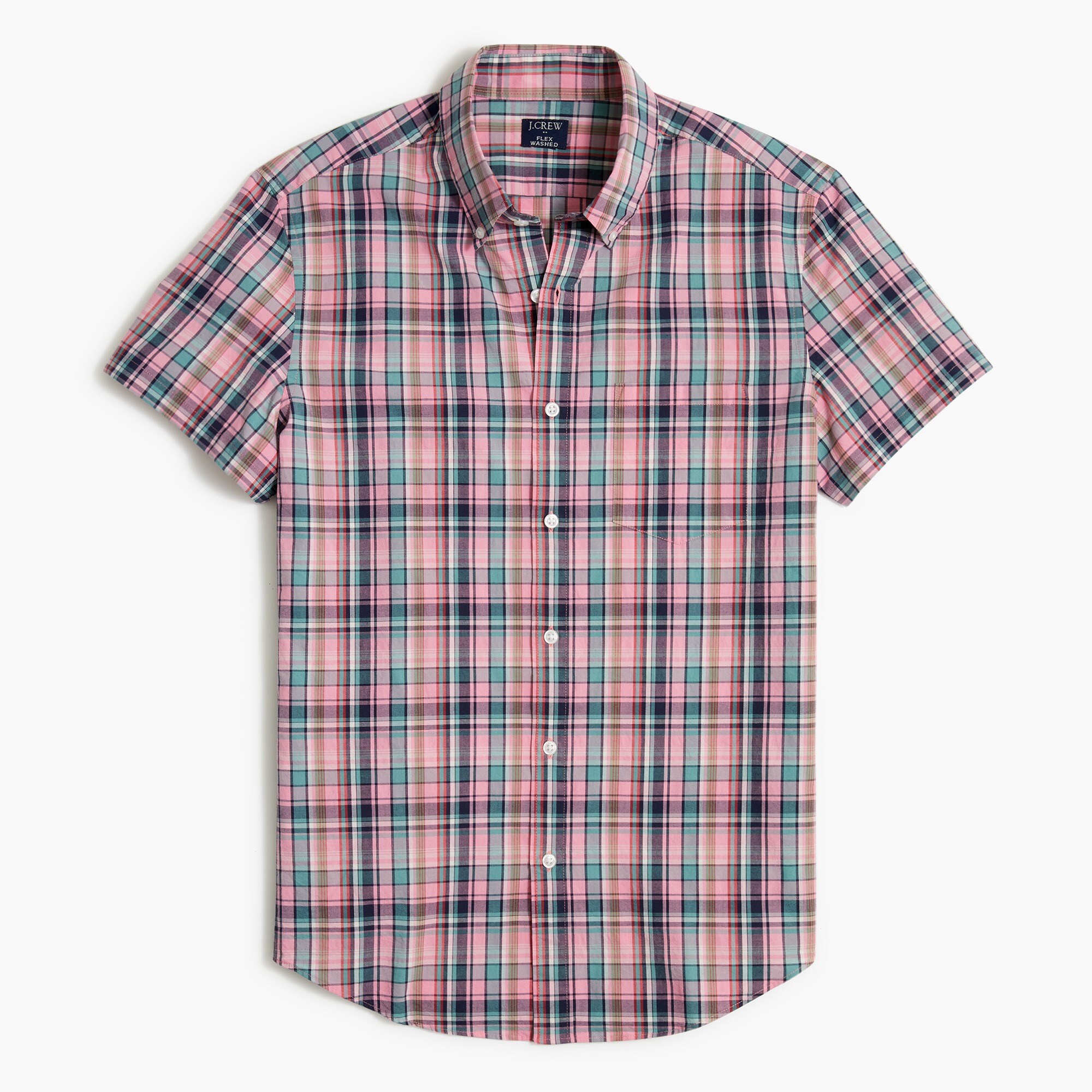 slim short-sleeve flex casual shirt for men