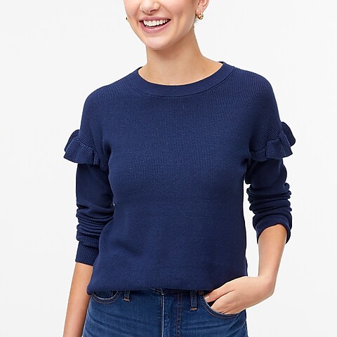 womens Cotton ruffle-sleeve sweater