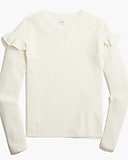 Cotton ruffle-sleeve sweater