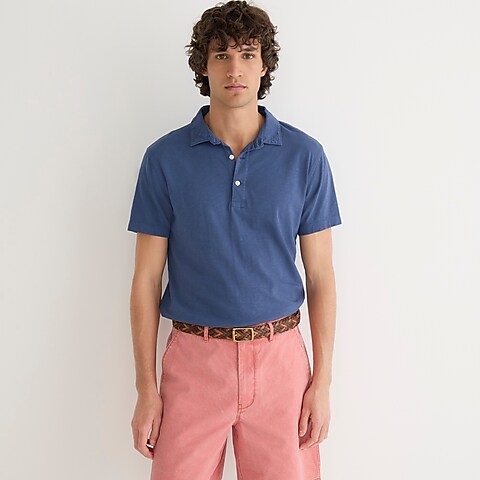 mens Garment-dyed slub cotton polo shirt