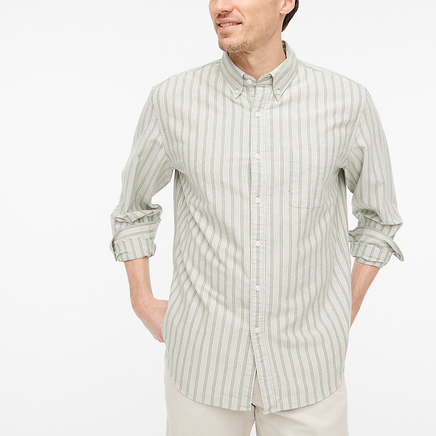 factory: striped flex oxford shirt for men, right side, view zoomed