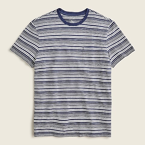  Hemp-organic cotton pocket T-shirt in stripe