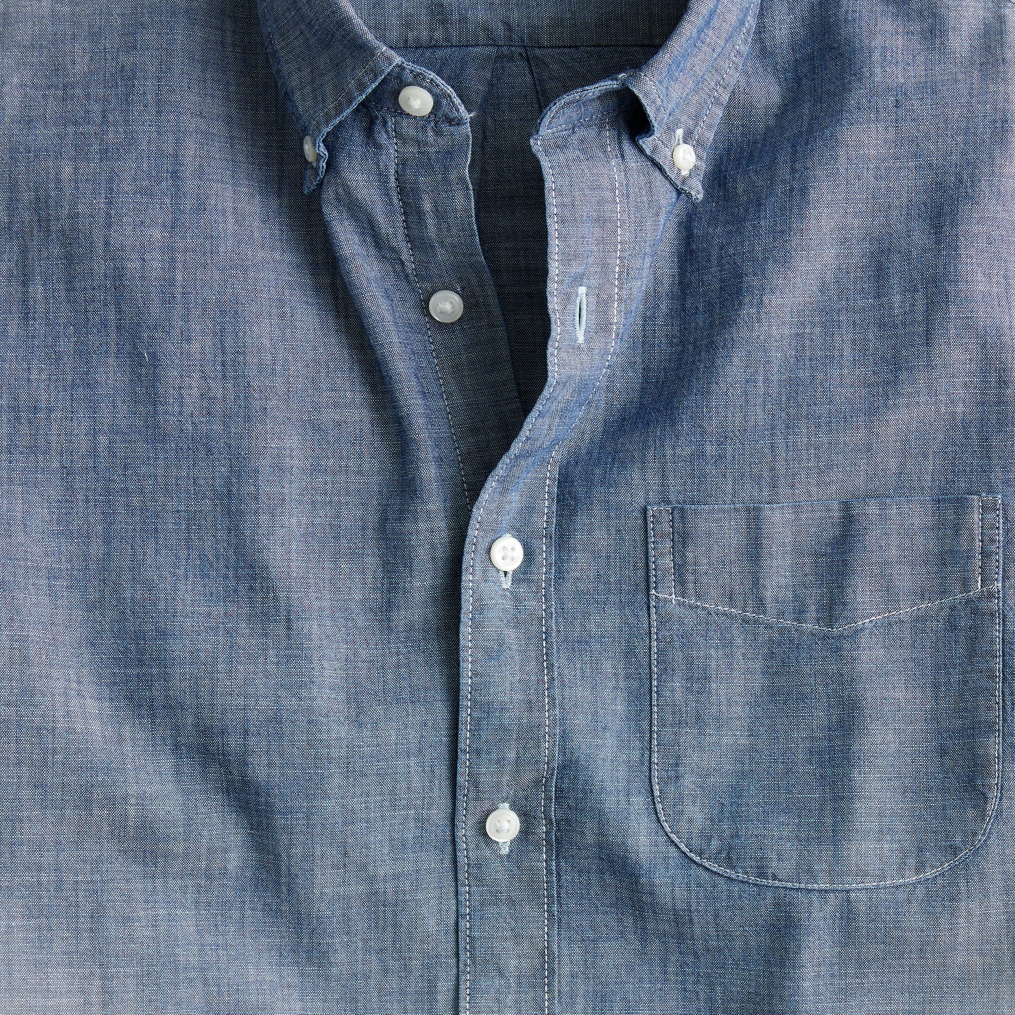 J.Crew: Short-sleeve Indigo Organic Chambray Shirt For Men