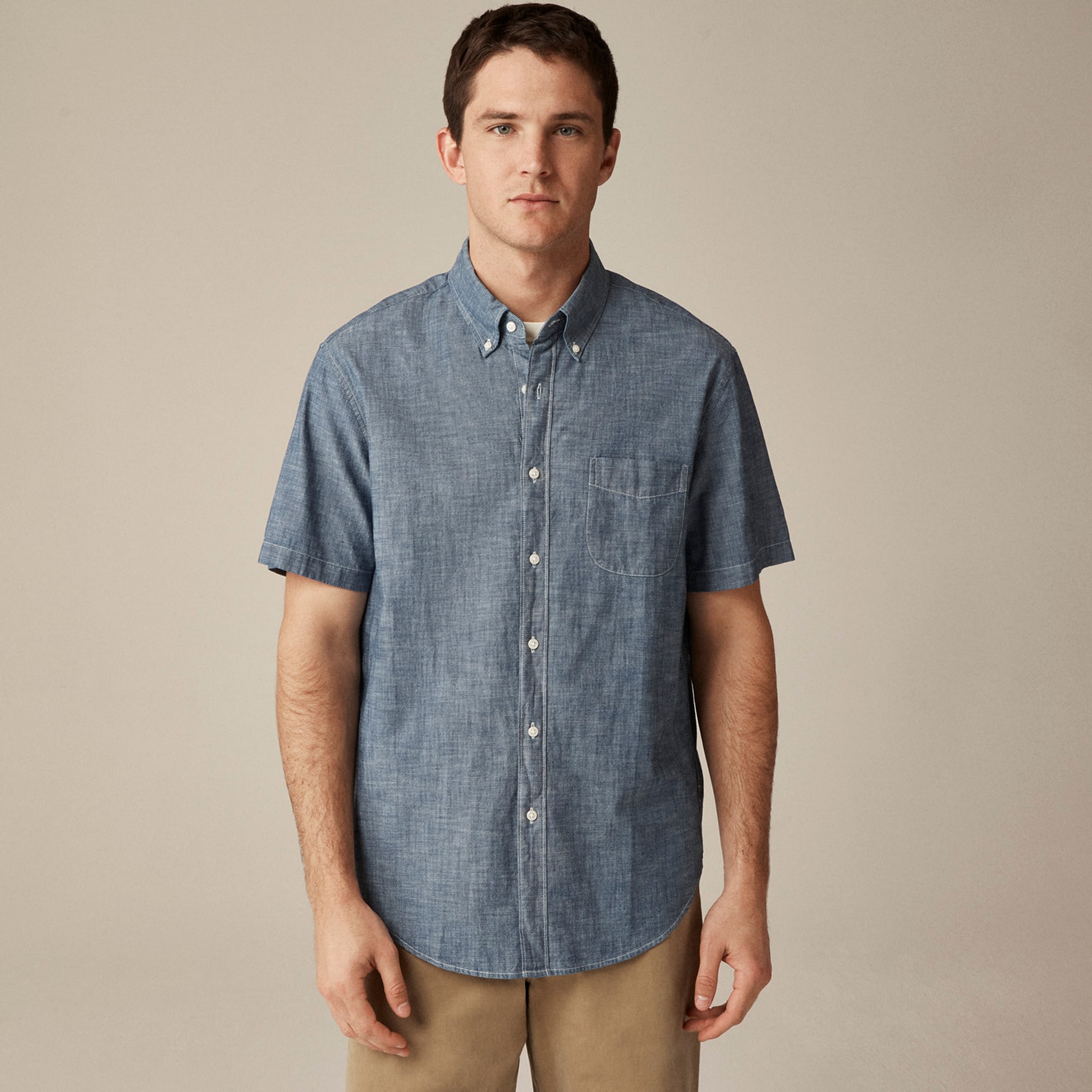  Tall short-sleeve indigo organic chambray shirt