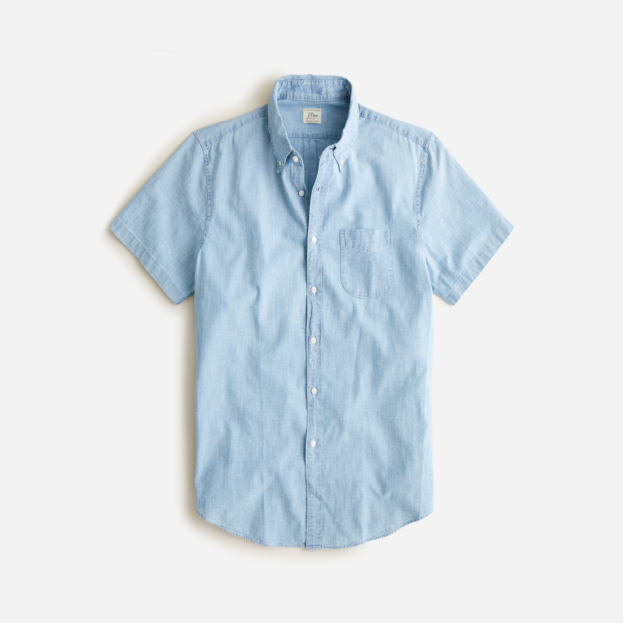 mens Slim short-sleeve indigo organic chambray shirt