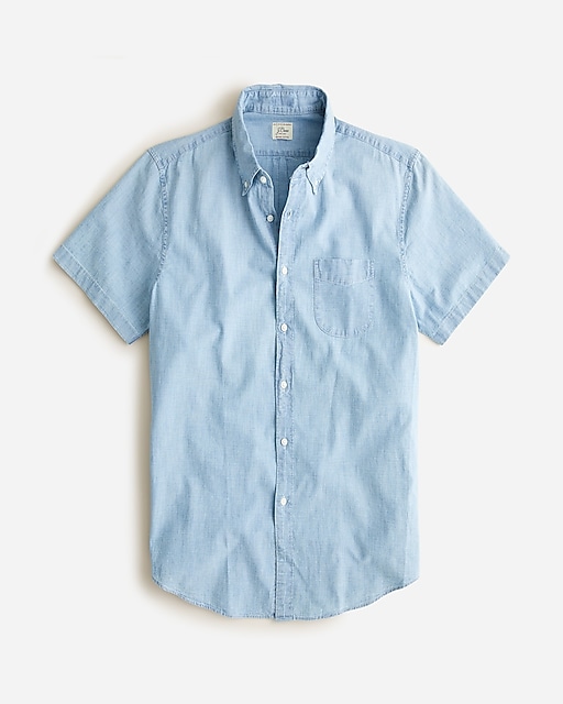 mens Slim short-sleeve indigo organic chambray shirt