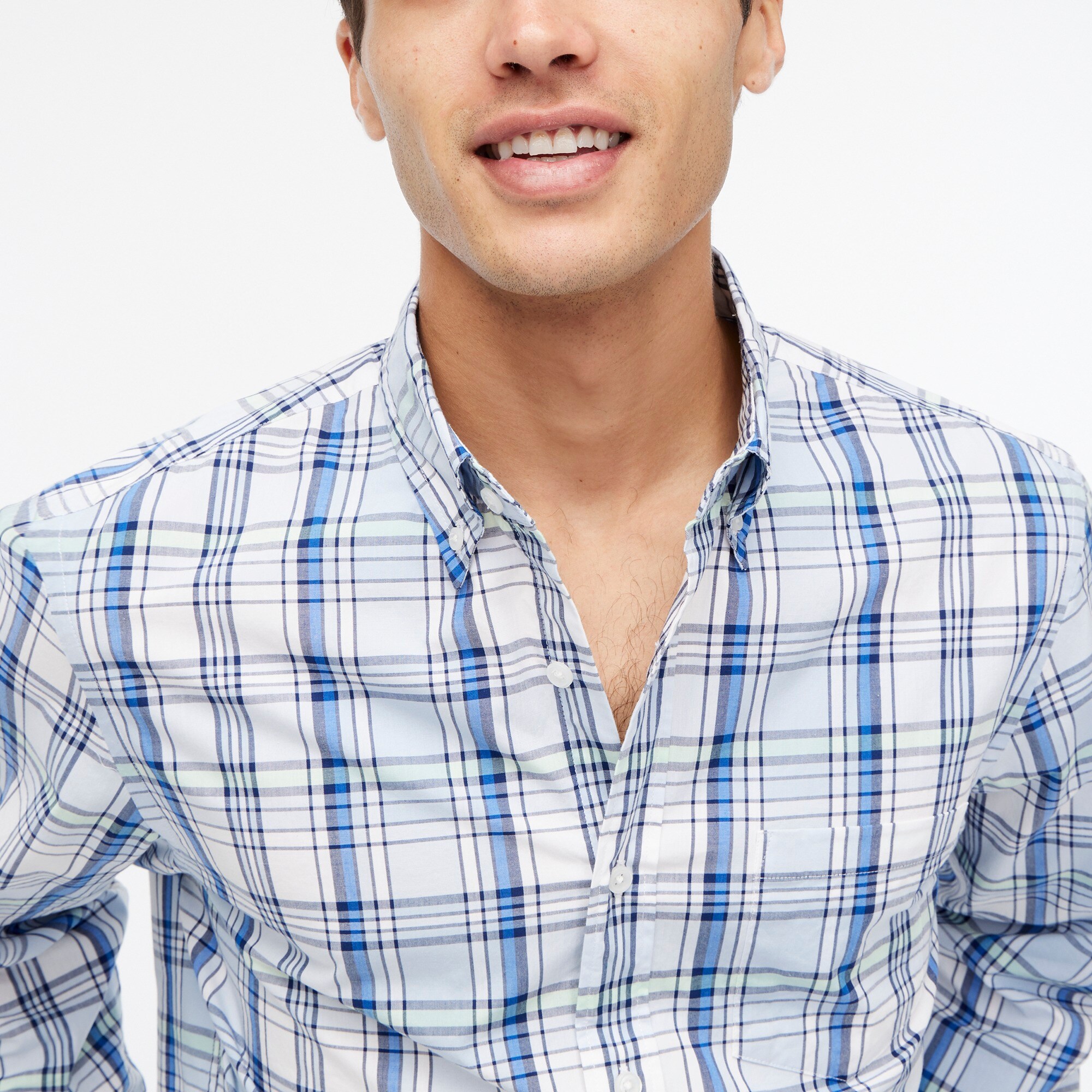 Slim plaid flex casual shirt