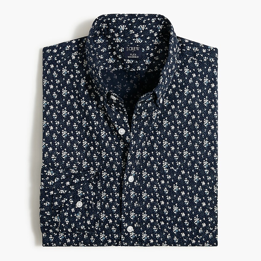 factory: floral flex casual shirt for men, right side, view zoomed